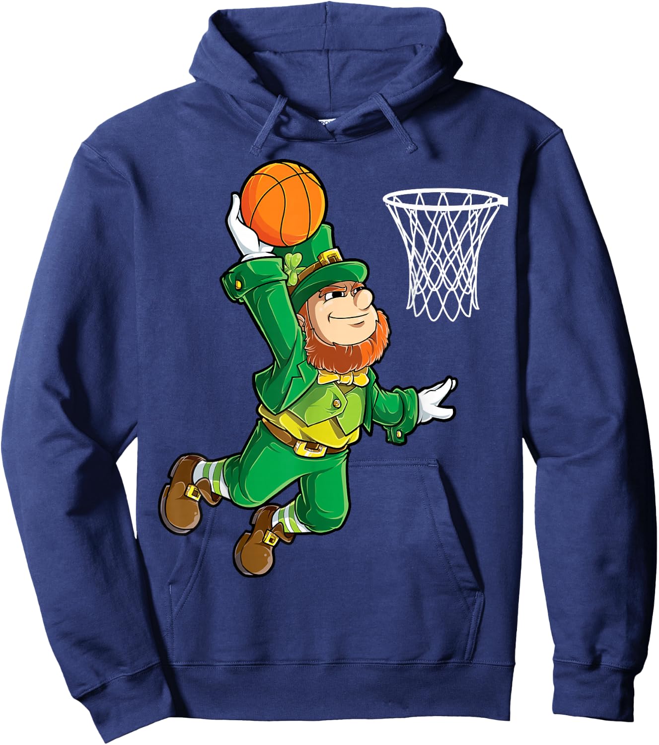 Leprechaun Basketball Dunk St Patricks Day Boys Men Sports Hoodie - Hoodie | Navy