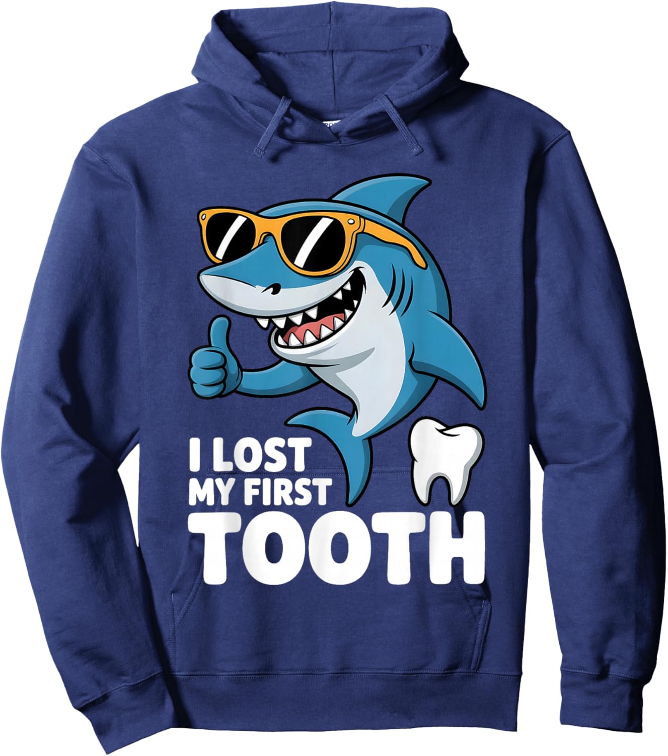I Lost My First Tooth Kids Tooth Fairy Funny Shark Boy Hoodie - Hoodie | Navy