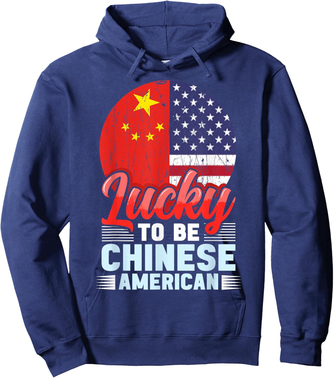 American raised with chinese lucky china america Hoodie - Hoodie | Navy