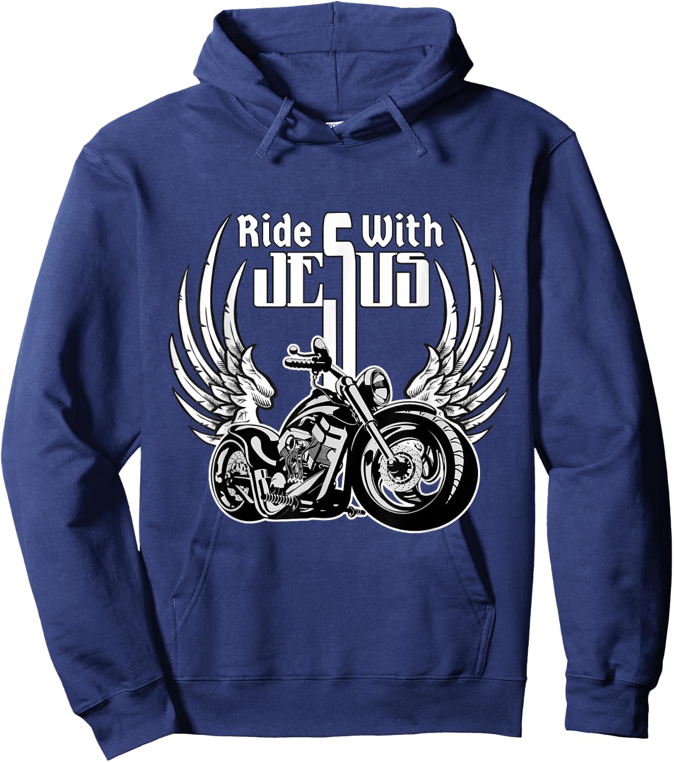 Ride With Jesus Christian Biker Men Women Kids Motorcycle Hoodie - Hoodie | Navy