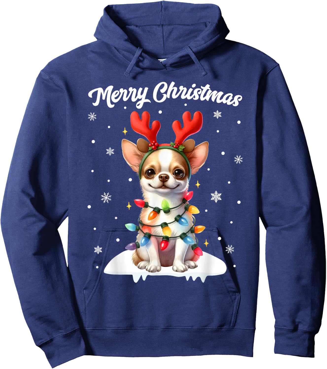 Christmas Pajamas Men Women Kids Christmas Chihuahua Dog Hoodie - Hoodie | Navy
