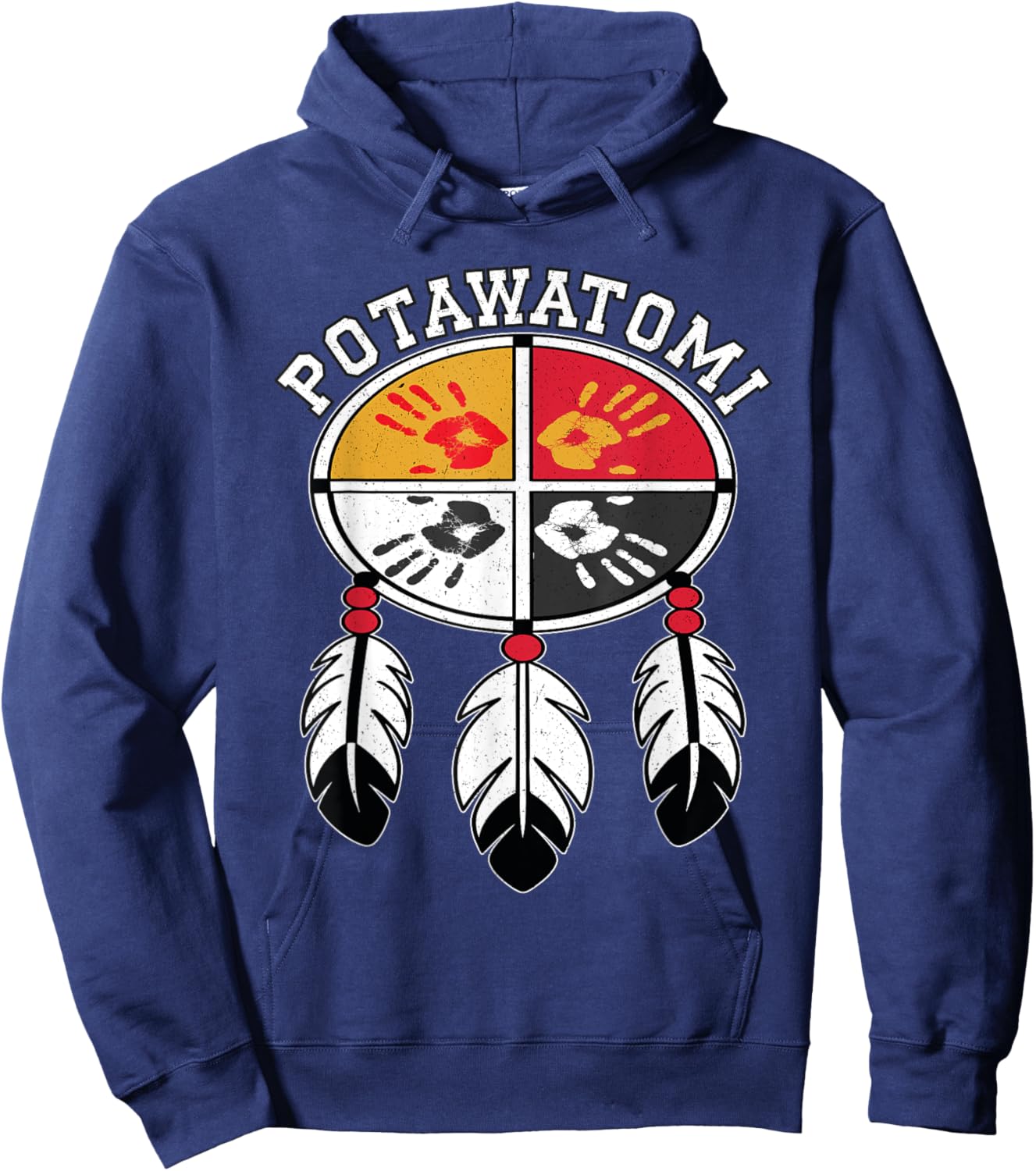 Potawatomi Medicine Wheel Indigenous Native American Tribe Hoodie - Hoodie | Navy