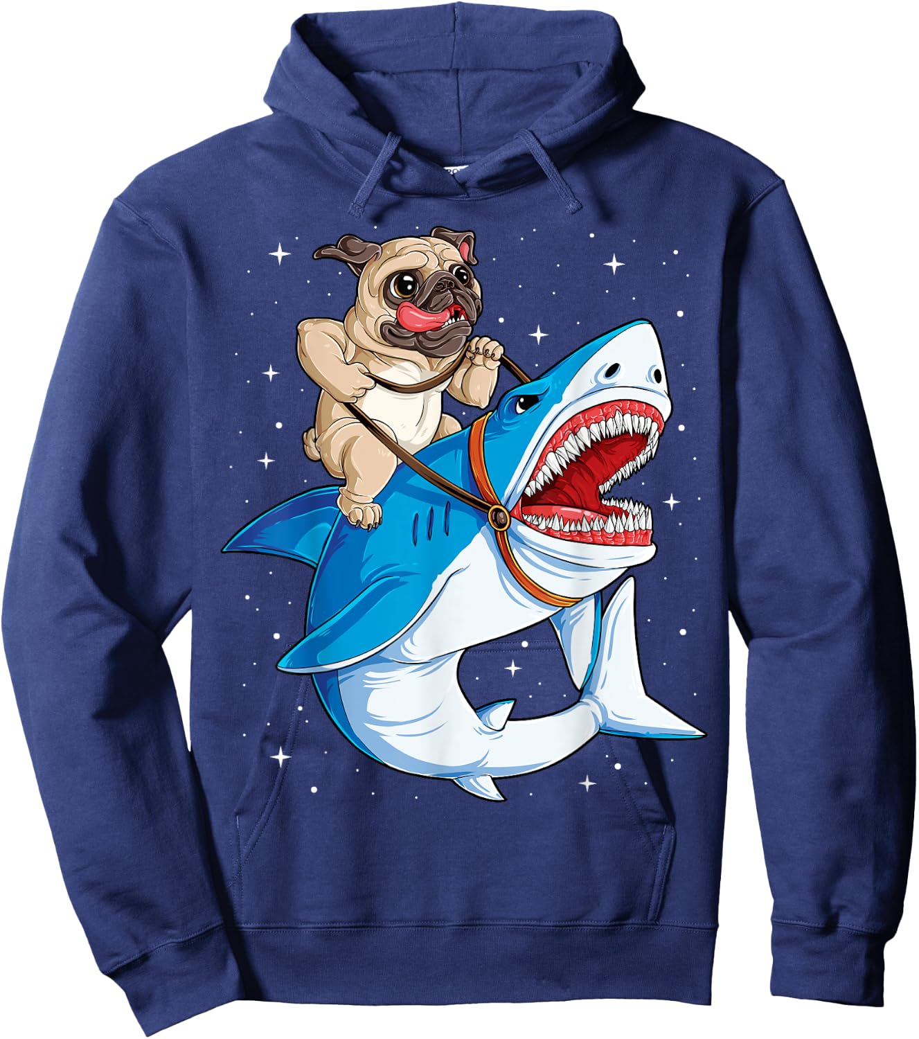 Pug Shark T shirt Boys Girls Kids Space Galaxy Jawsome Gifts Hoodie - Hoodie | Navy