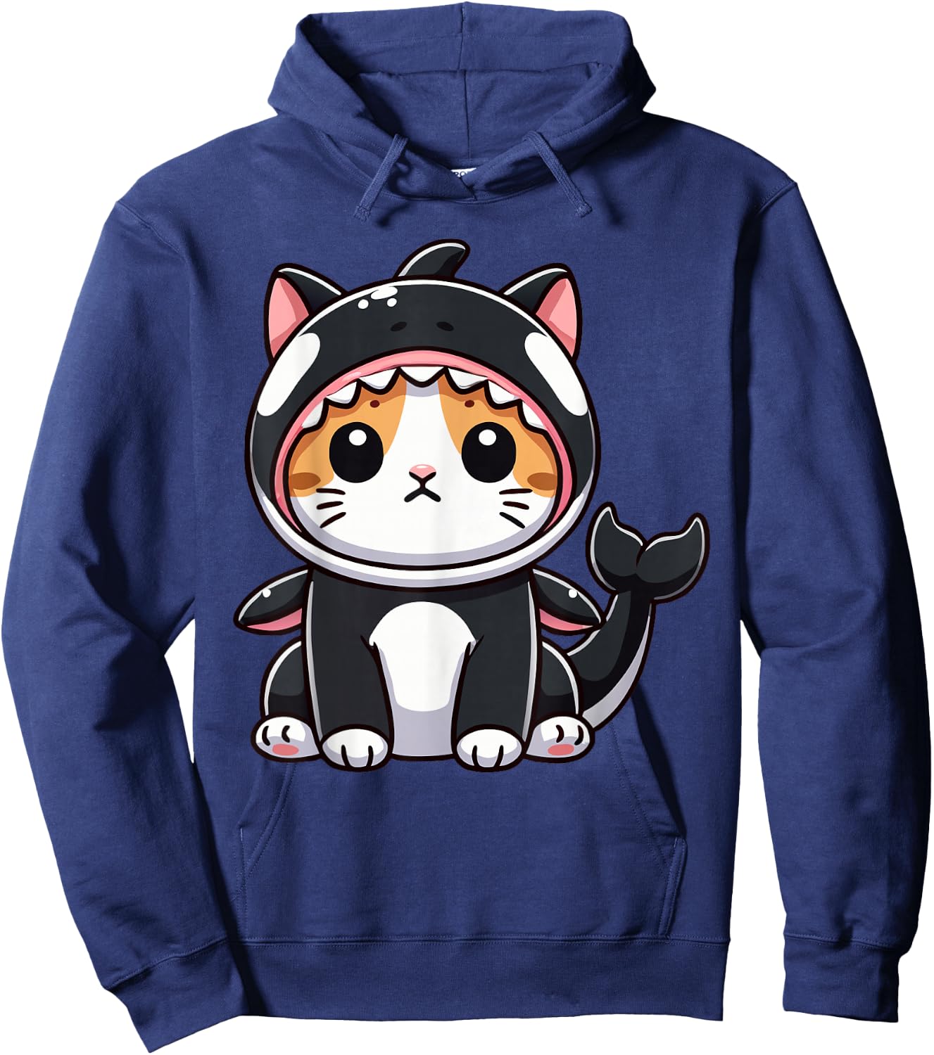 Cat in Orca Costume Graphic Hoodie - Hoodie | Navy