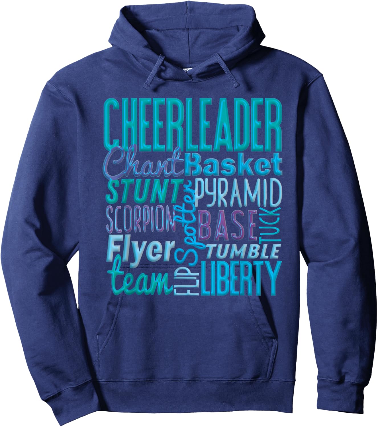 Cute Cheerleader Gift, Blue Cheer Moves Cheerleading Coach Hoodie - Hoodie | Navy