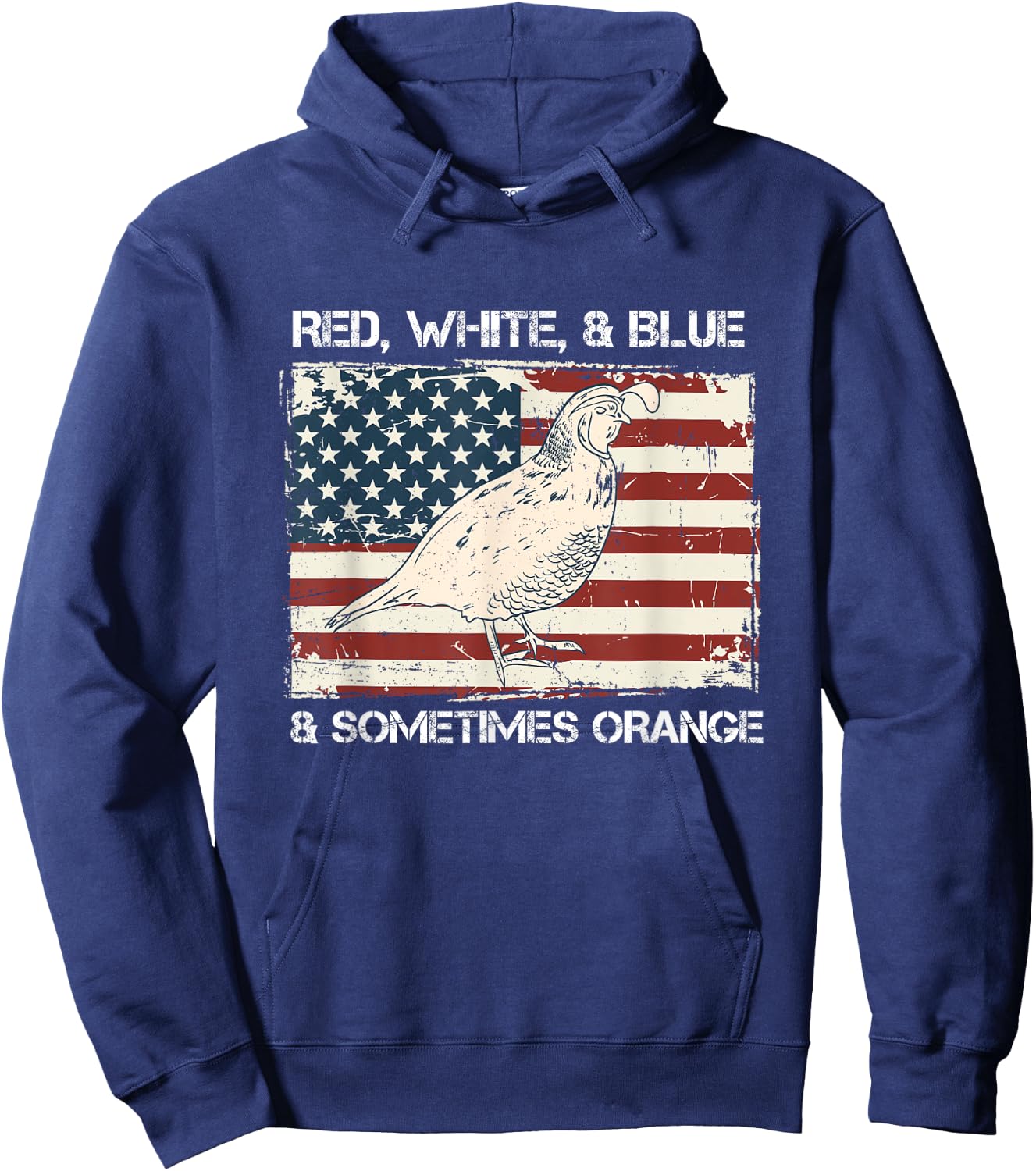 American Flag Quail Hunting Patriotic T Shirt Gift Kids Men Hoodie - Hoodie | Navy
