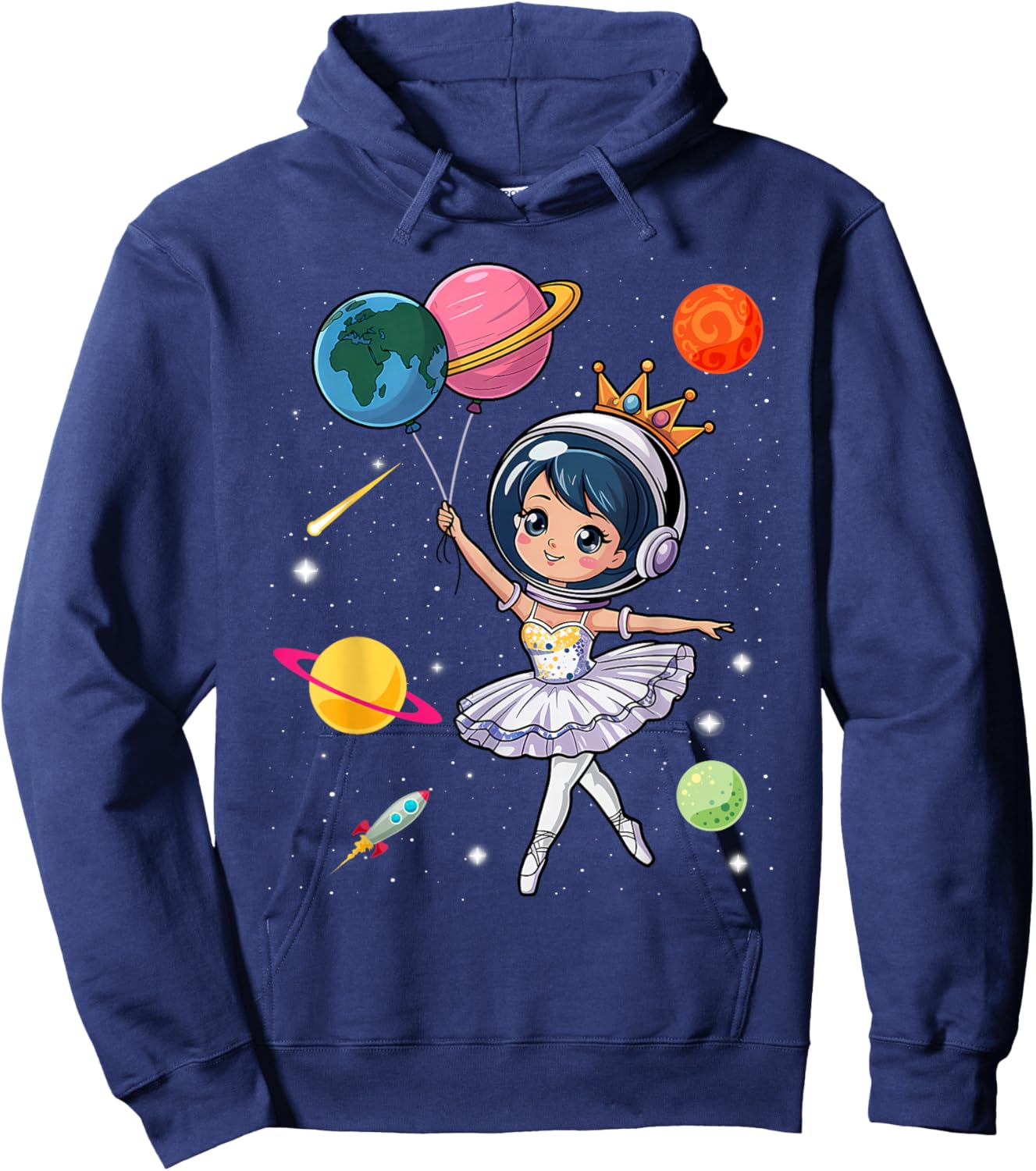 Ballerina Girl Space Astronaut Hoodie - Hoodie | Navy