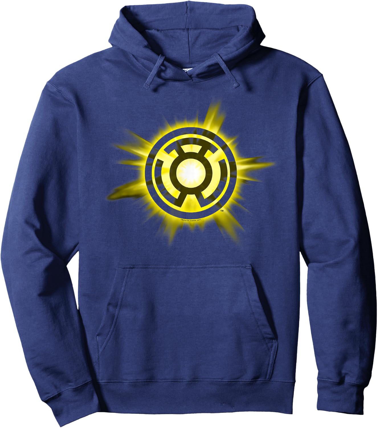DC Comics Green Lantern Yellow Glow - -Adult, Black, Small, Short Sleeve Hoodie - Hoodie | Navy