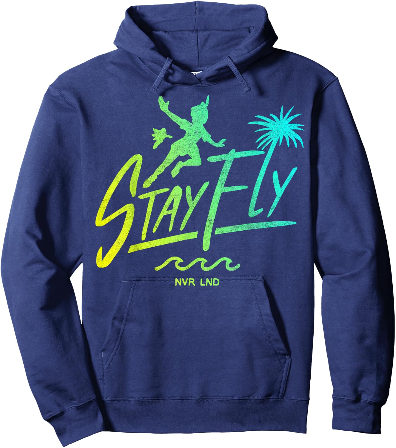 Disney Peter Pan Stay Fly Text Silhouette Poster Hoodie - Hoodie | Navy