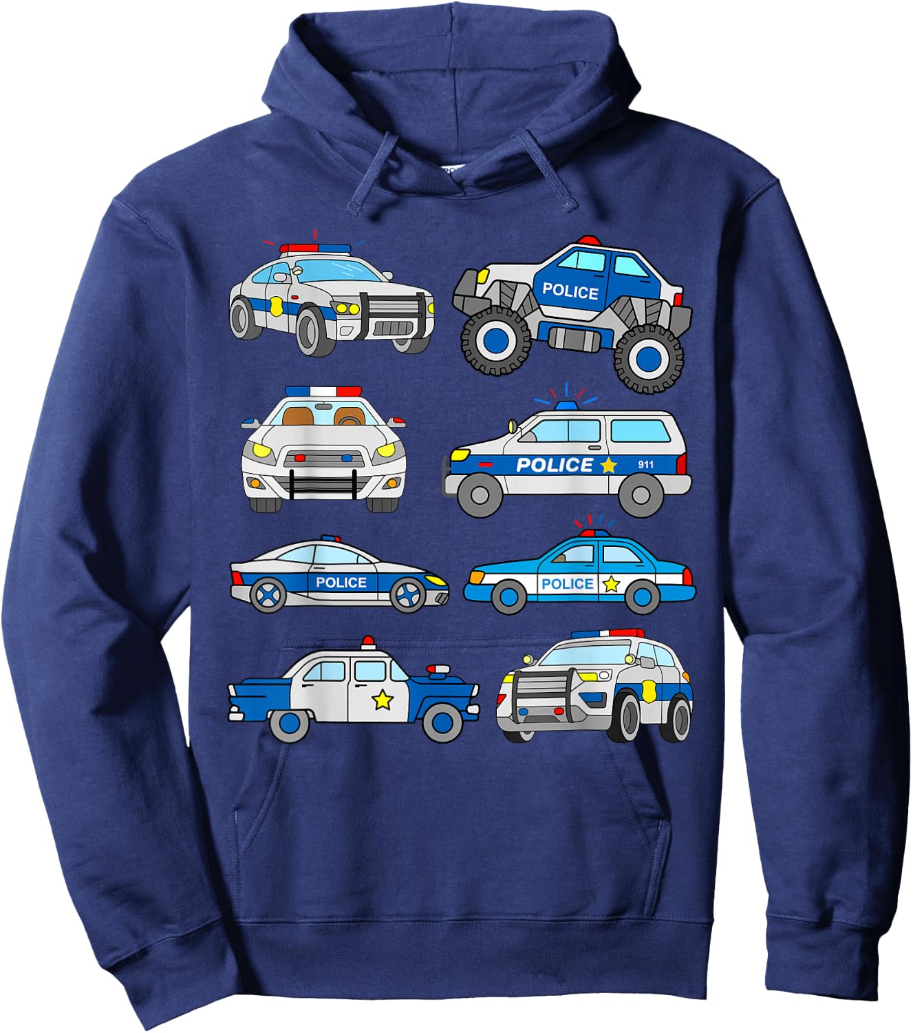 Police Vehicles for Kids Men Women Cop Cars Boys Toddler Hoodie - Hoodie | Navy