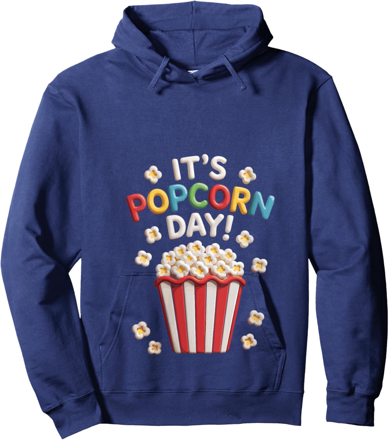 Women's Retro It’s Popcorn Day Funny Celebration Movie Design V-Neck Hoodie - Hoodie | Navy