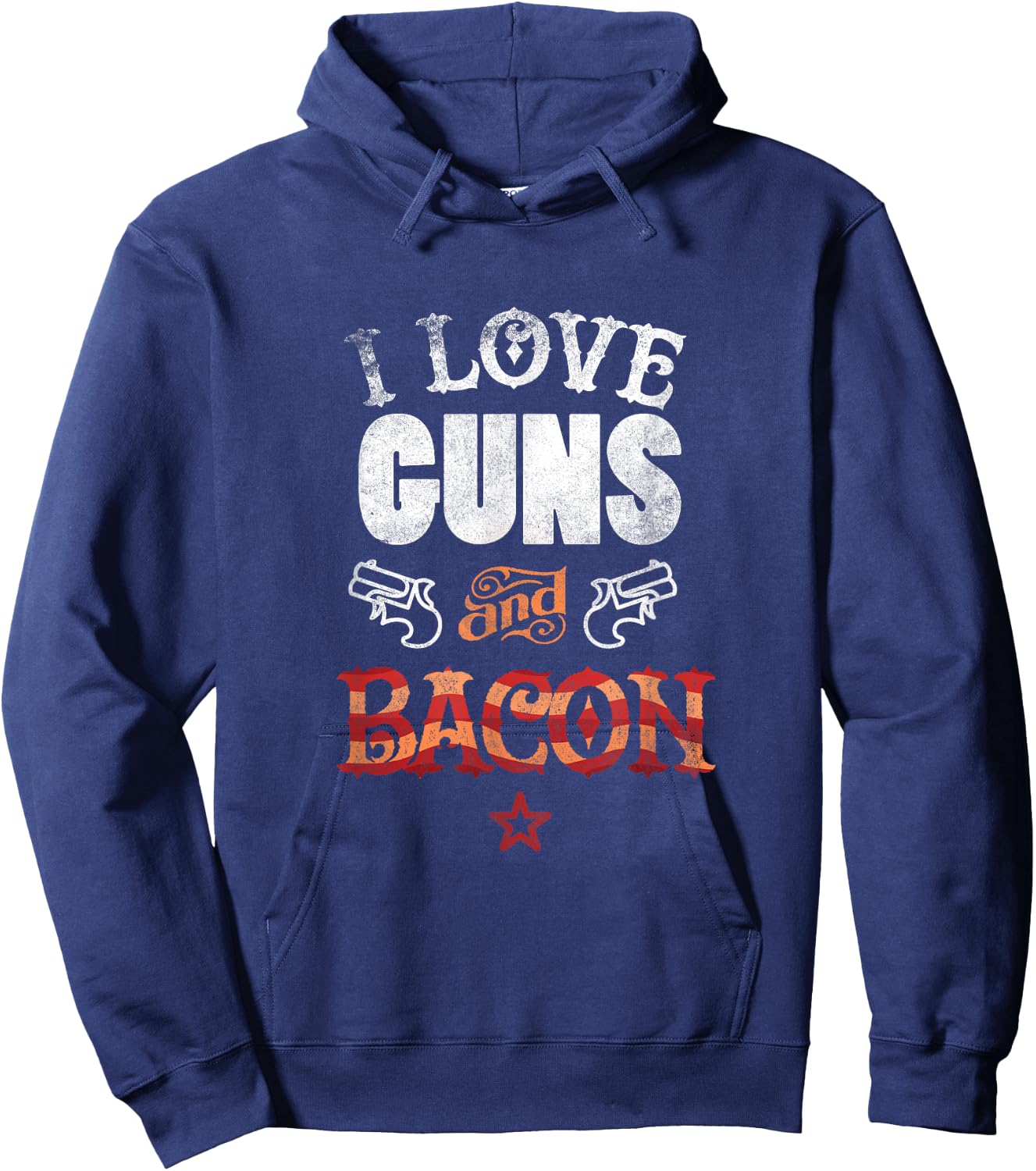 I Love Guns And Bacon Gun Lover Freedom USA Hoodie - Hoodie | Navy