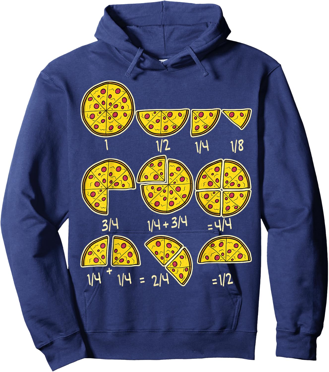 Pizza Salami Cheese Quick Math Fractions Math Teachers Women Girls Kids Hoodie - Hoodie | Navy
