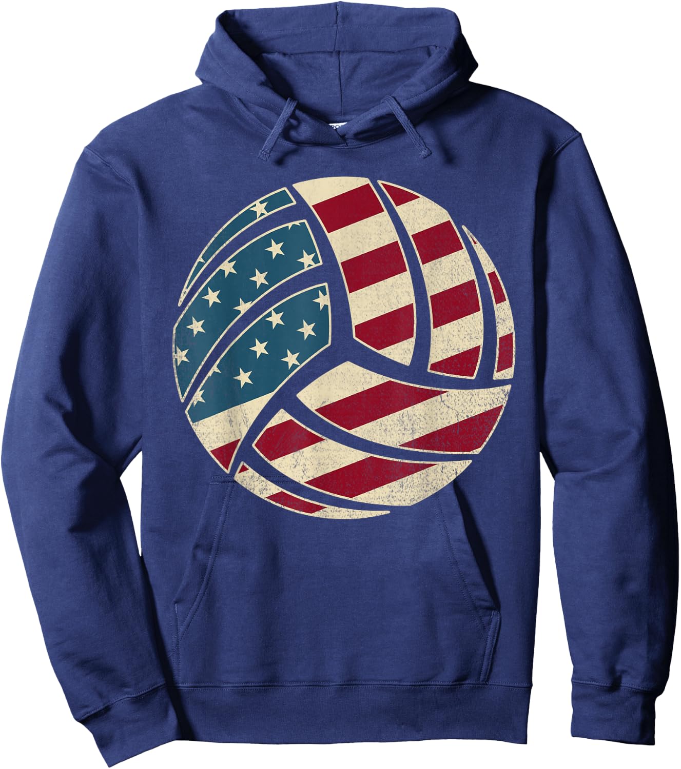 Vintage USA Flag 4th Of July Volleyball Lover Fan Volleyball Hoodie - Hoodie | Navy