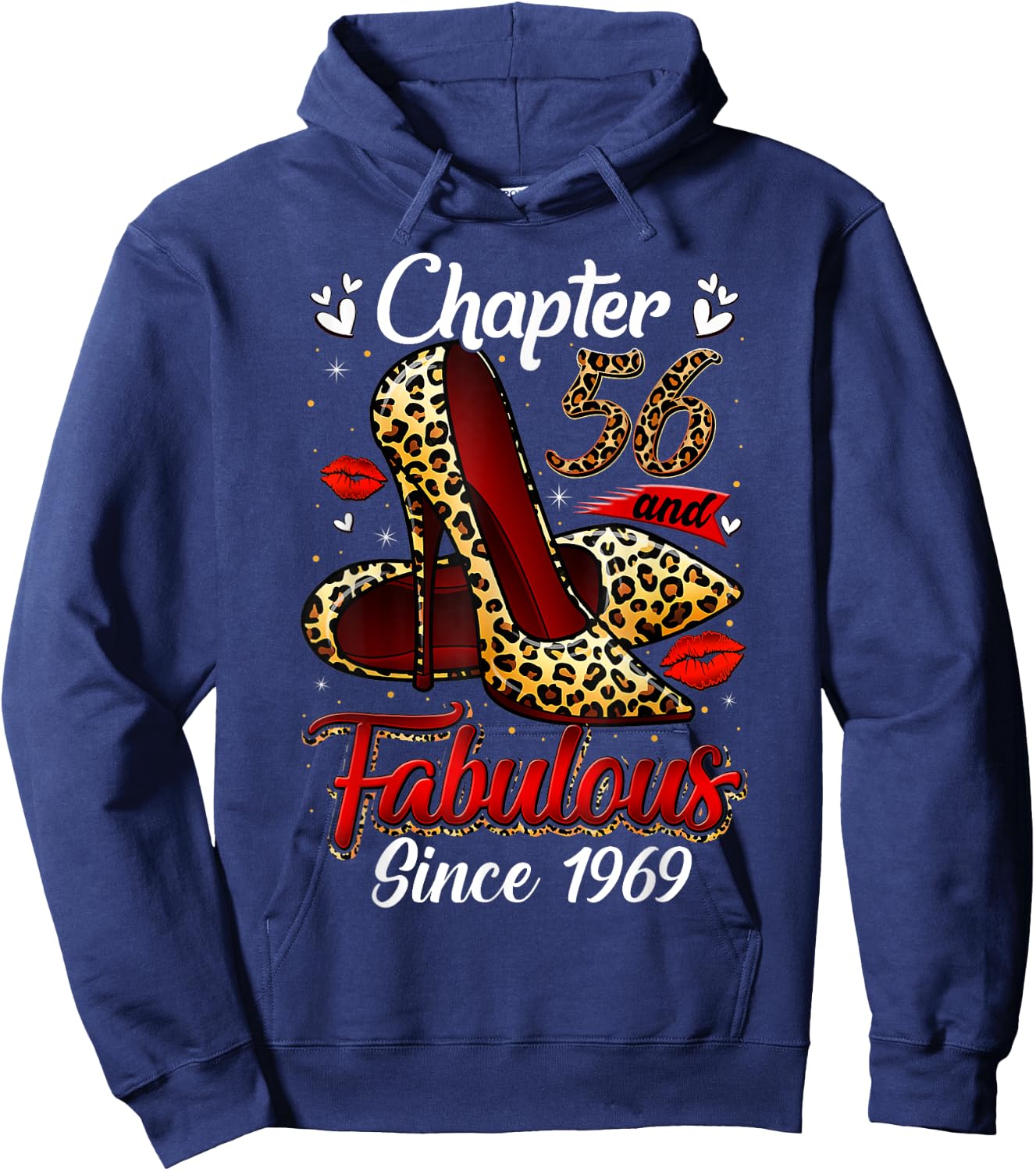 Chapter 56 Fabulous Since 1969 56th Leopard Birthday Queen Hoodie - Hoodie | Navy
