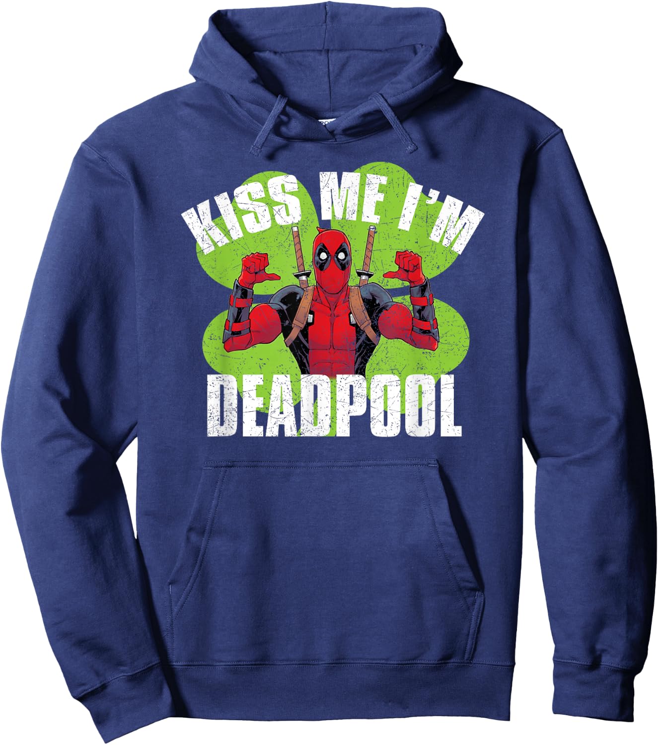 Marvel Kiss Me I'm Deadpool Funny St. Patrick's Day Hoodie - Hoodie | Navy