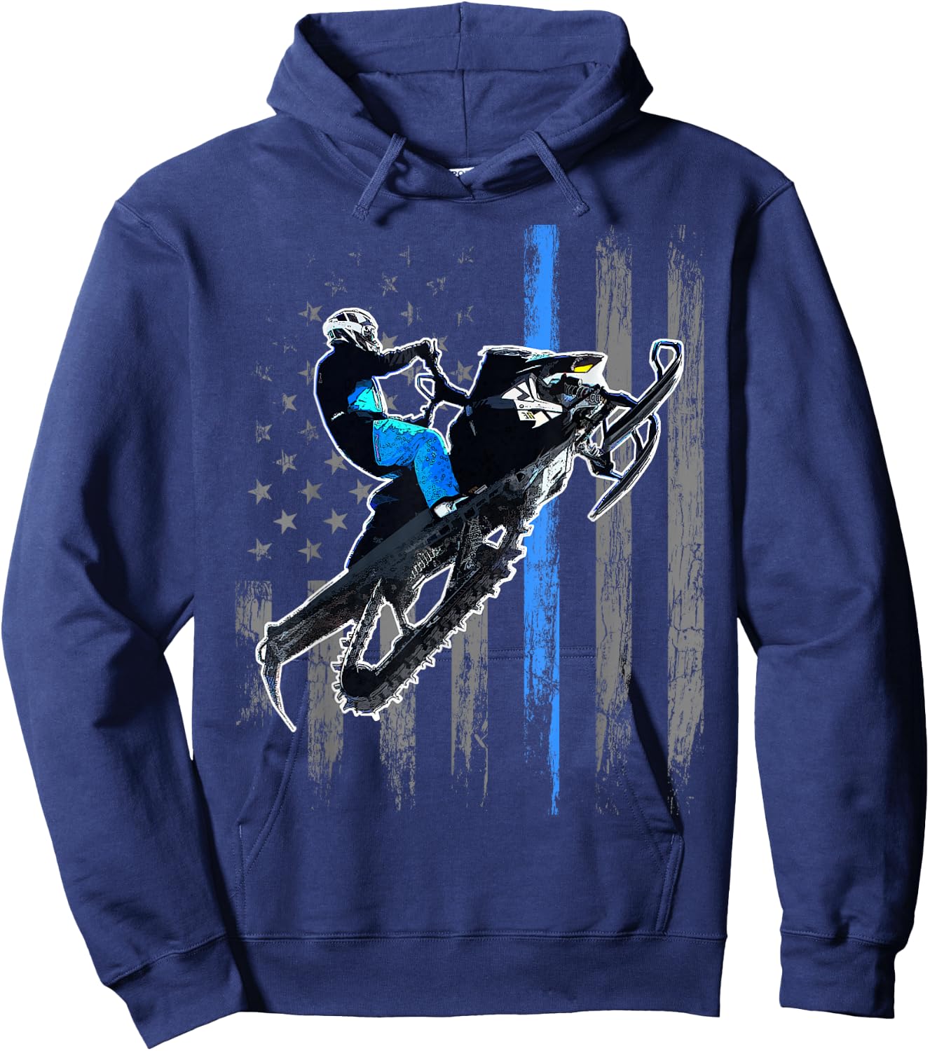 American Flag Snowmobile Men Snowmobile Riding Gift Hoodie - Hoodie | Navy