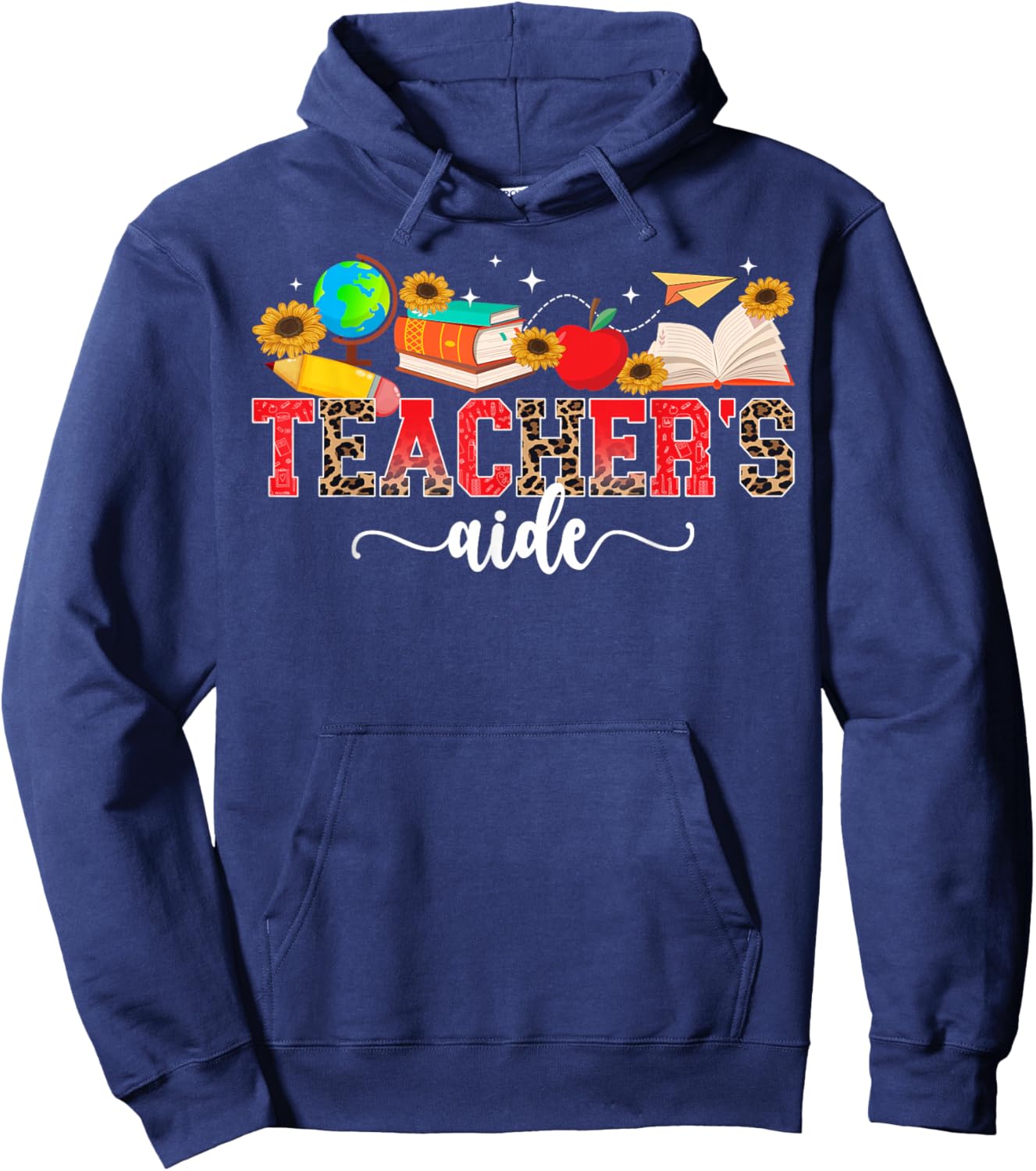 Teacher's Aide Leopard Teacher Aide Teaching Assistant Hoodie - Hoodie | Navy