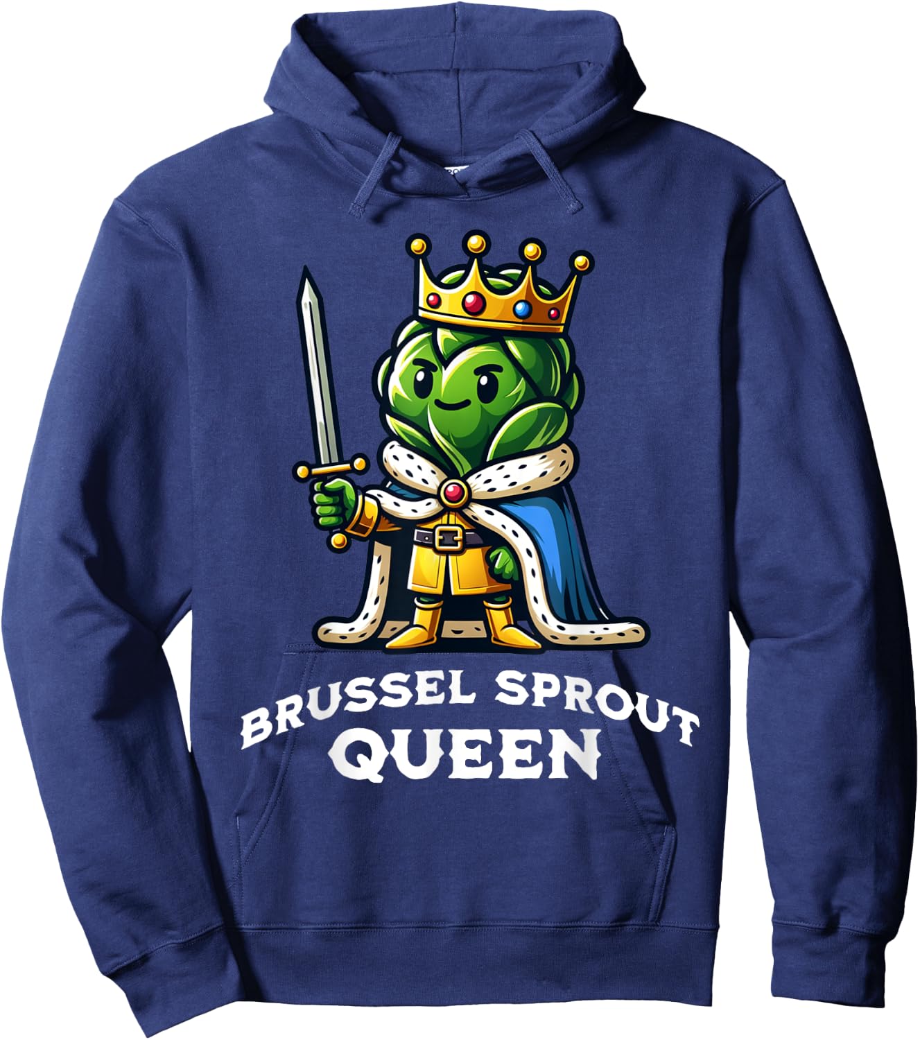 Brussel Sprout Queen Funny Thanksgiving Side Vegetable Hoodie - Hoodie | Navy