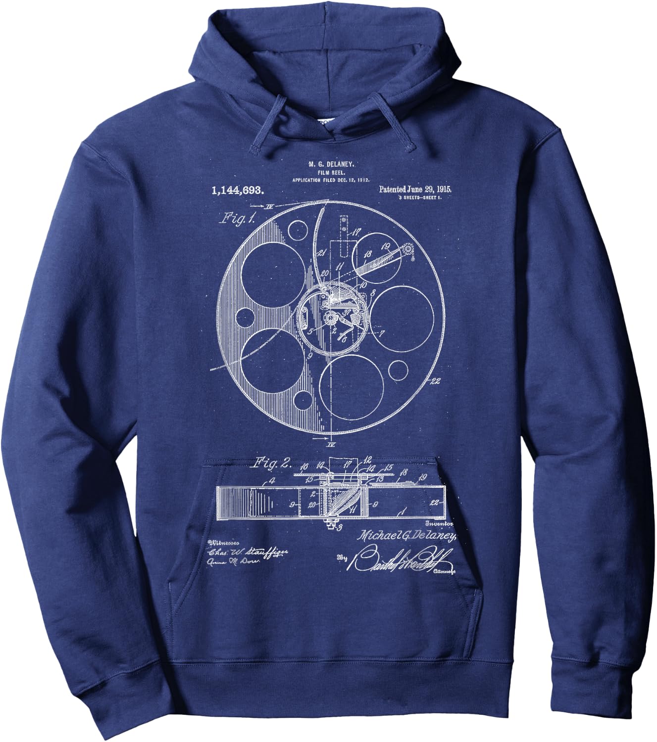 Retro Vintage Camera Filmmaker Film Reel Patent Hoodie - Hoodie | Navy
