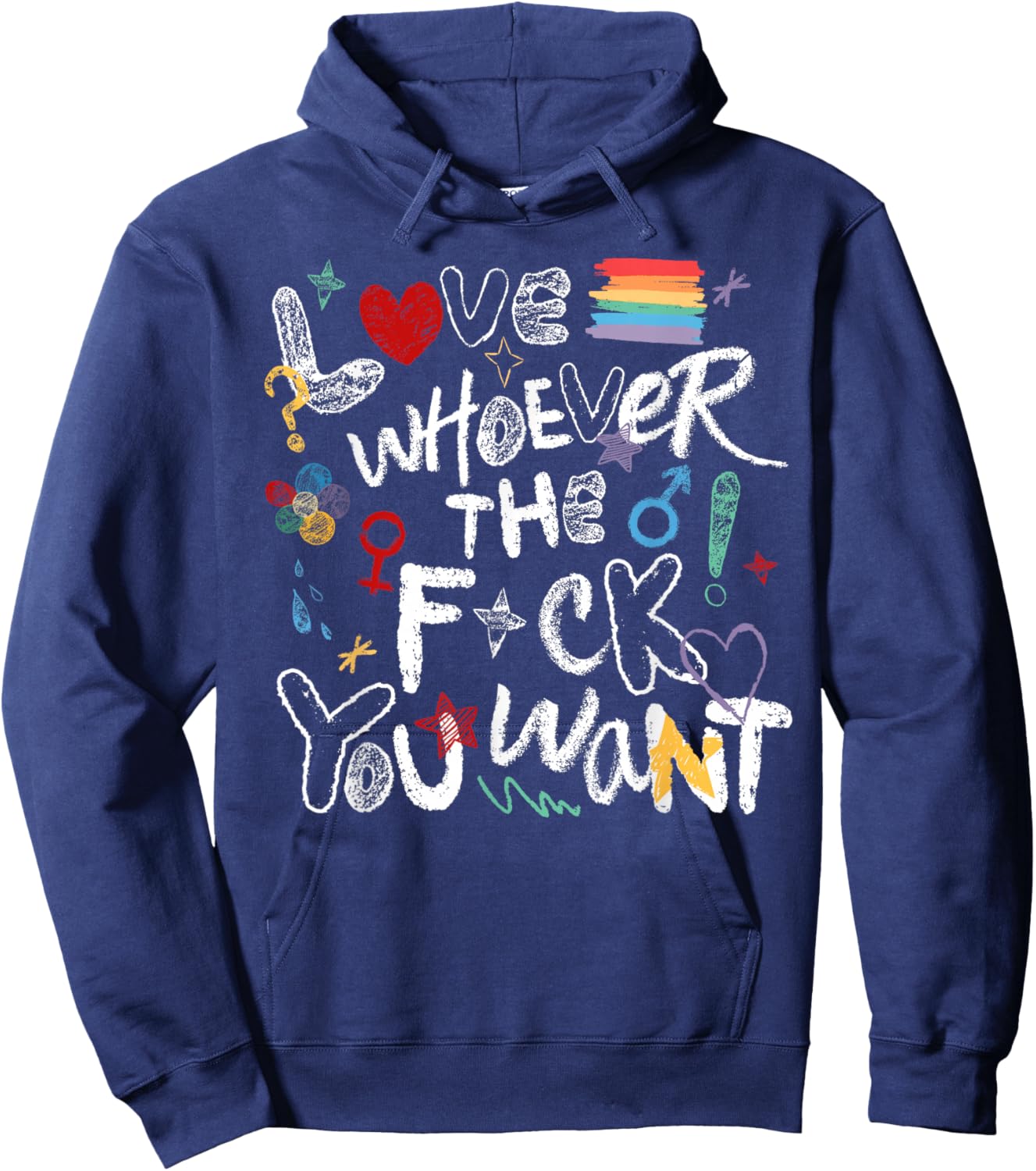 Love Whoever You Want LGBT Lesbian Gay Bisexual Trans Pride Hoodie - Hoodie | Navy