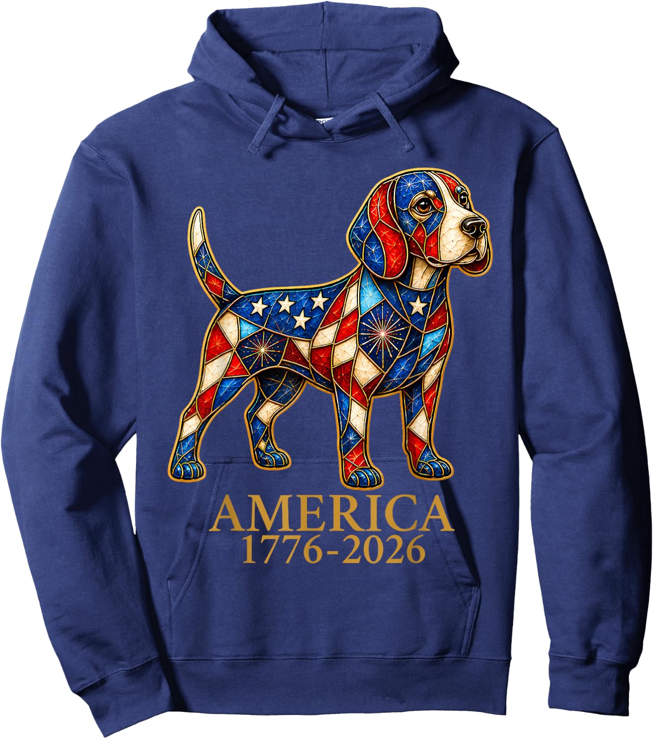 America 1776-2026 Patriotic Beagle Dog USA 250 Years Hoodie - Hoodie | Navy