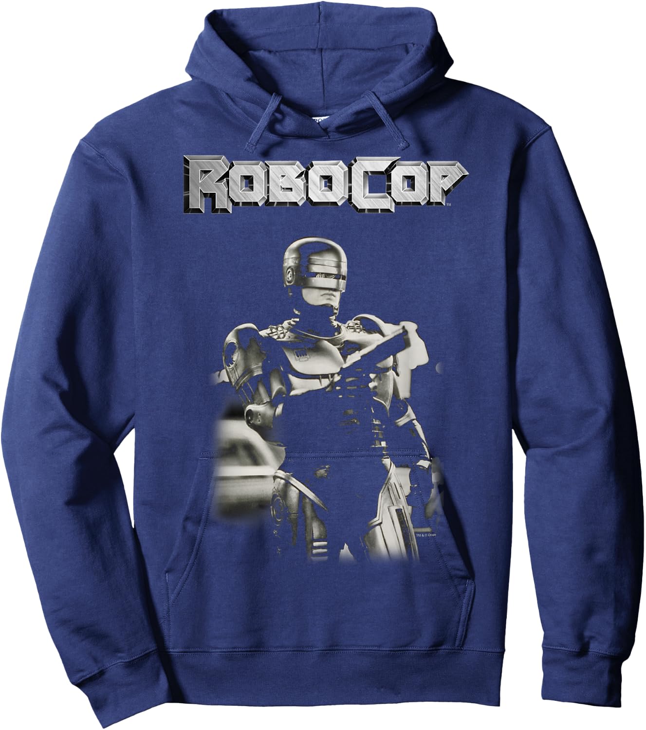 Robocop Black and White Action Pose Logo Poster Hoodie - Hoodie | Navy