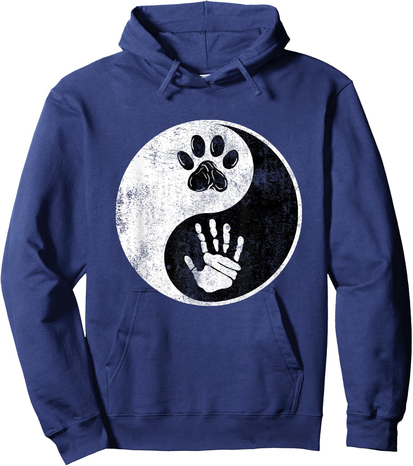 Paw Hand Yin Yang Cute Pet and Owner Harmony Balance Gift Hoodie - Hoodie | Navy