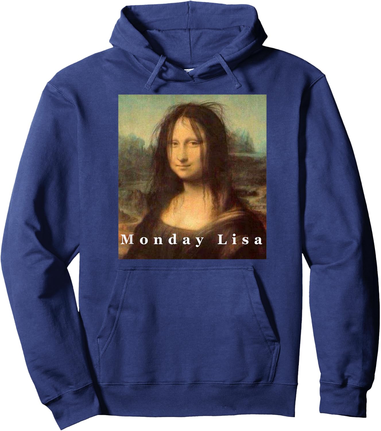 La Gioconda Mona Lisa Funny Monday Art Hoodie - Hoodie | Navy