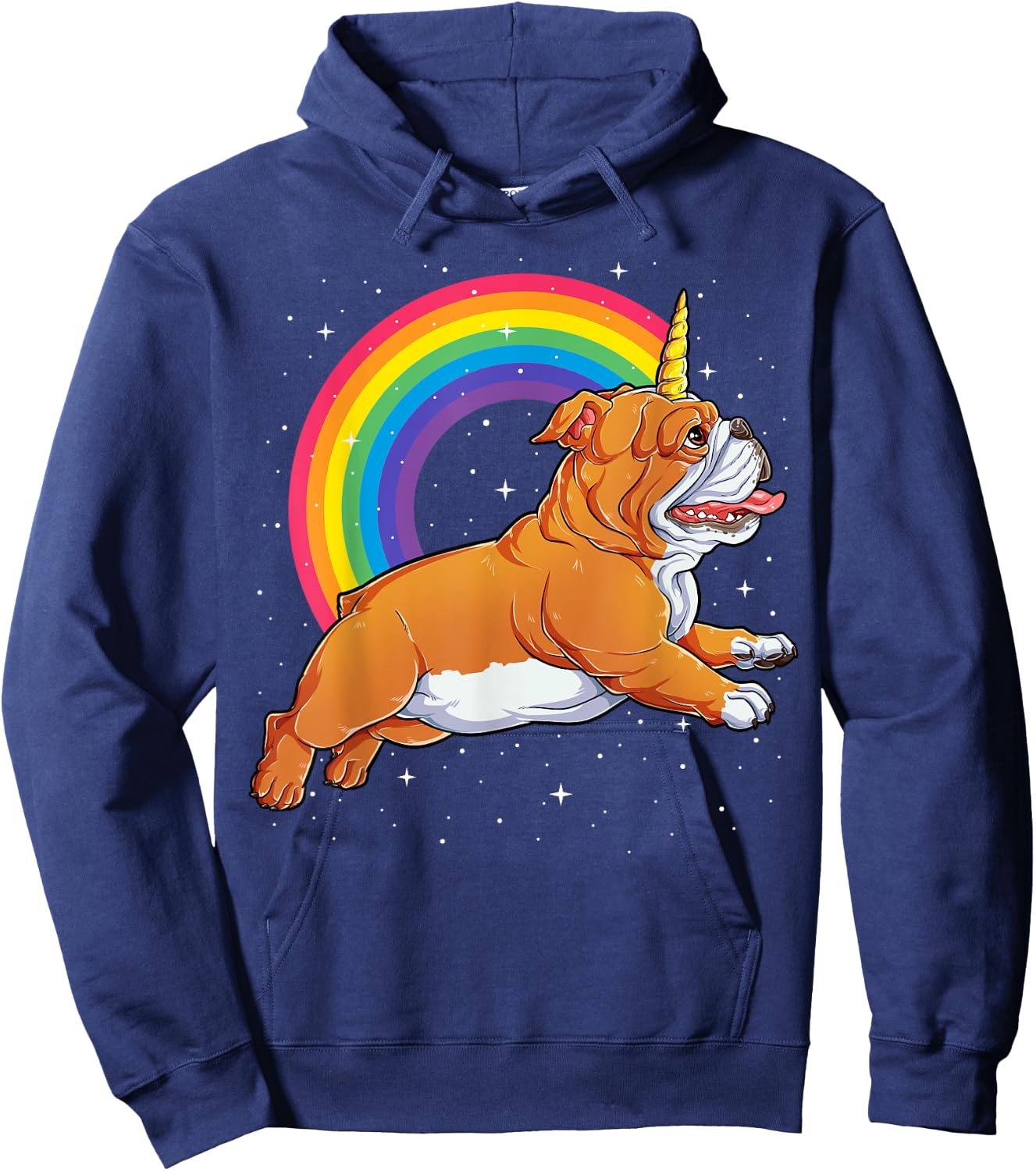 English Bulldog Unicorn T shirt Girls Space Galaxy Rainbow Hoodie - Hoodie | Navy