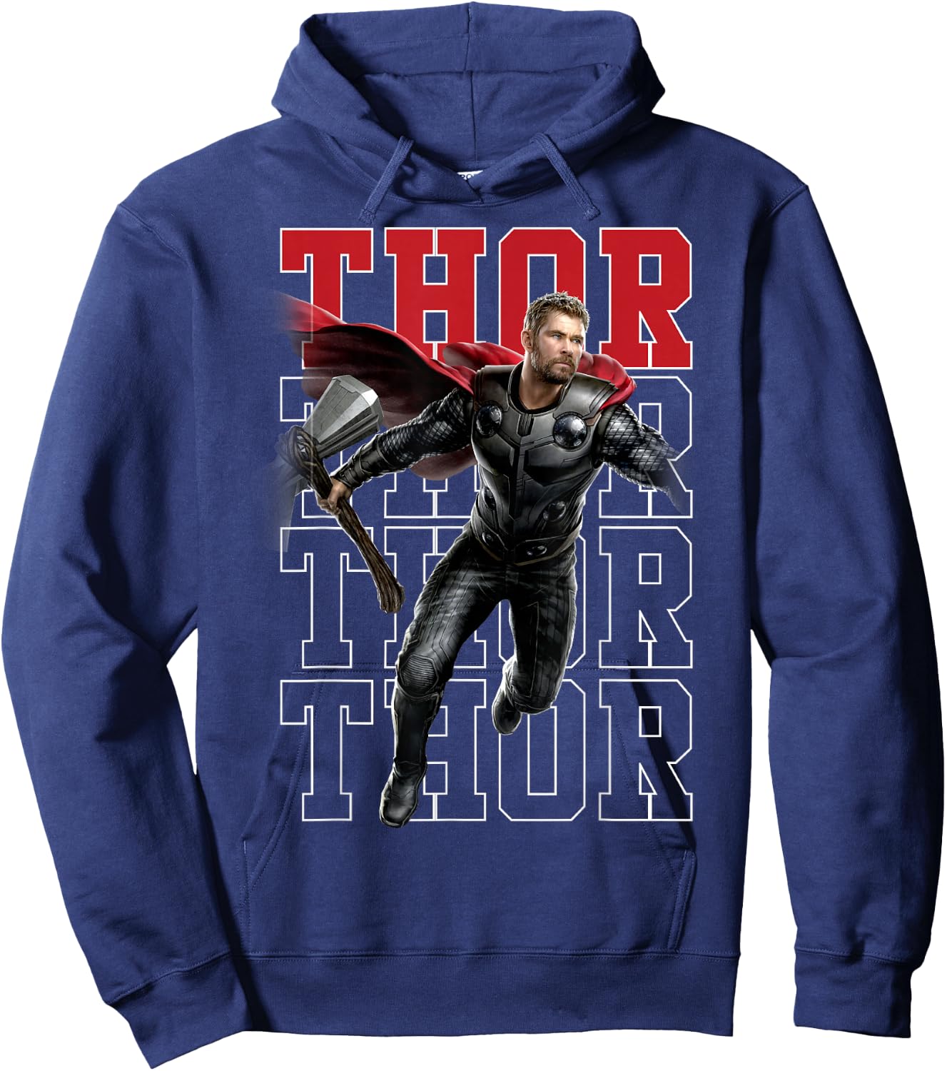 Marvel Avengers Endgame Thor Pose Name Stack Hoodie - Hoodie | Navy
