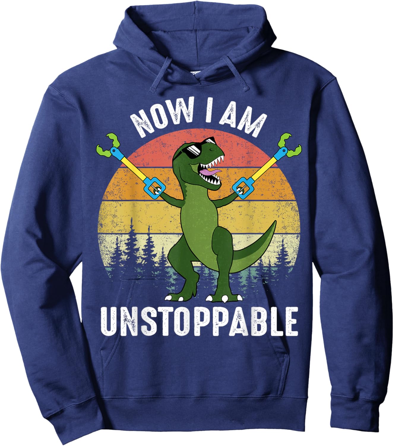 Funny T-Rex Now I Am Unstoppable Hoodie - Hoodie | Navy