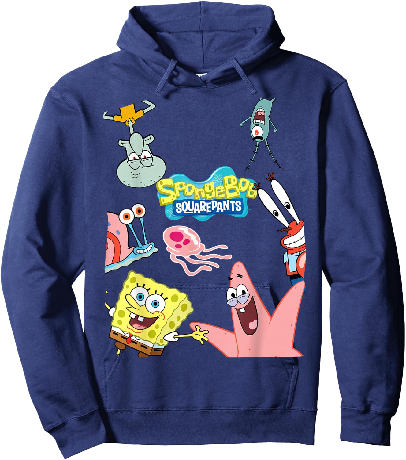 Spongebob Squarepants Logo with Friends Hoodie - Hoodie | Navy