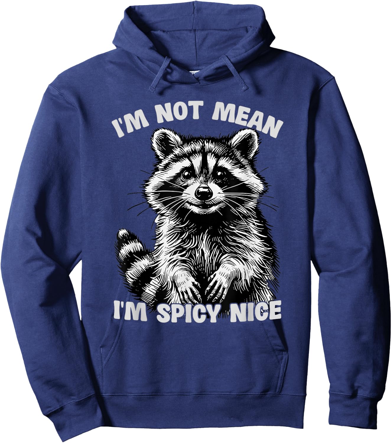 Sarcastic Raccoon Meme Humor I'm Not Mean I'm Spicy Nice Hoodie - Hoodie | Navy