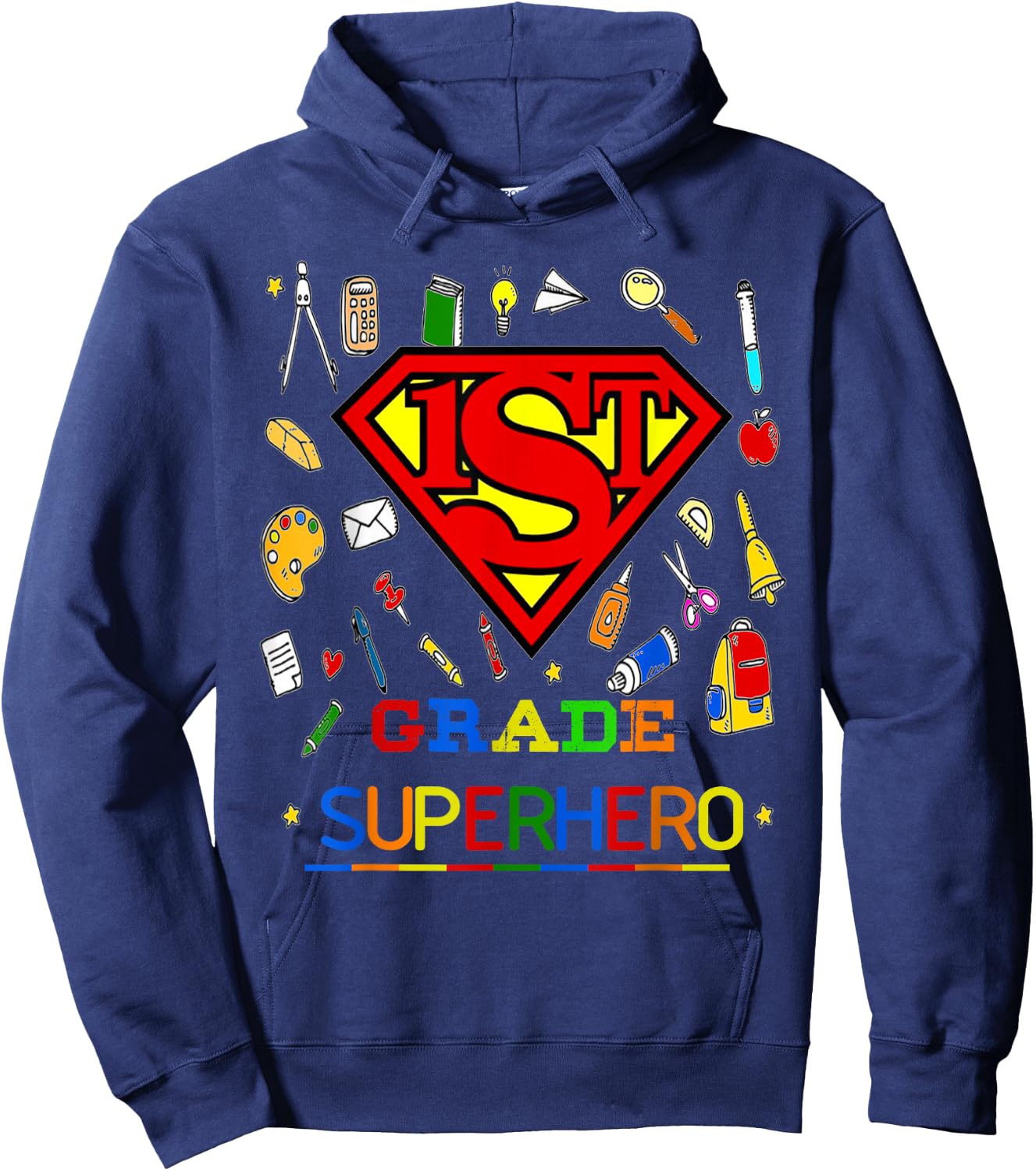 1st Grade Superhero First Grade Gift kids Hoodie - Hoodie | Navy