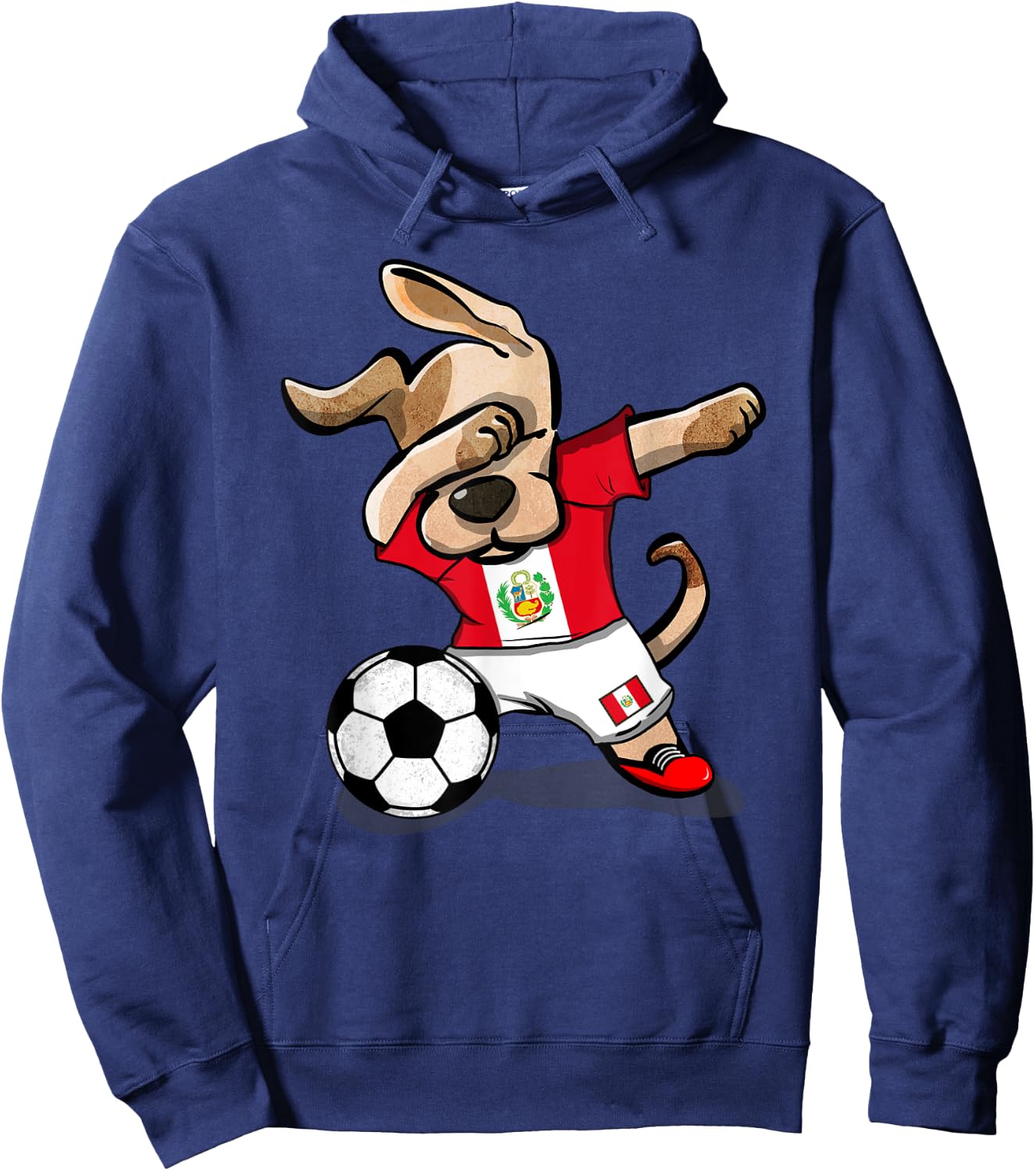 Dabbing Dog Peru Soccer Fans Jersey Peruvian Flag Football Hoodie - Hoodie | Navy