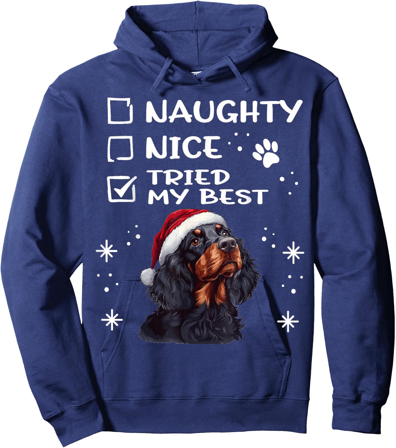 Cute Gordon Setter Dog Christmas Naughty Nice Tried my Best Hoodie - Hoodie | Navy