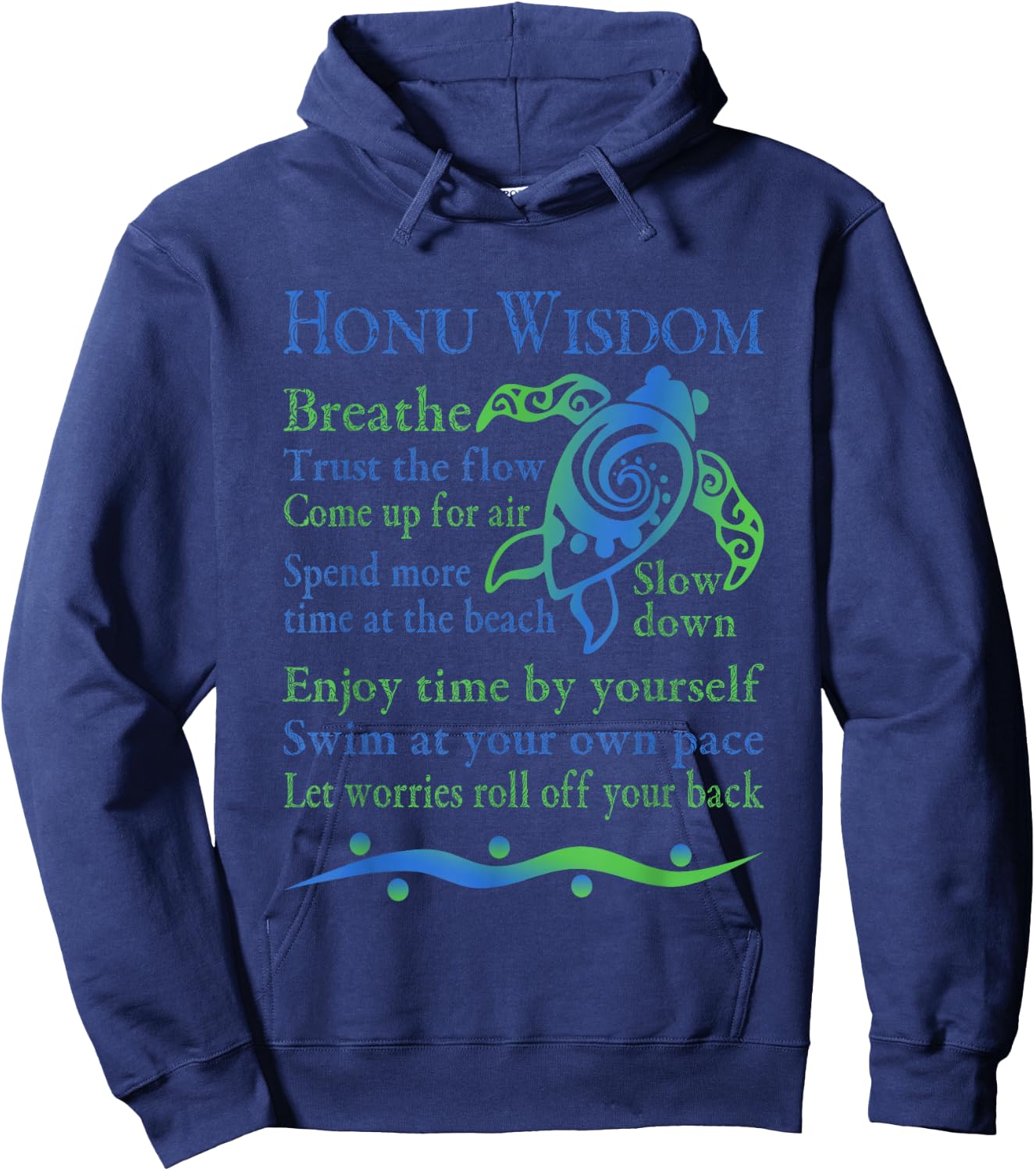 Hawaiian Honu Green Sea Turtle Wisdom Hoodie - Hoodie | Navy