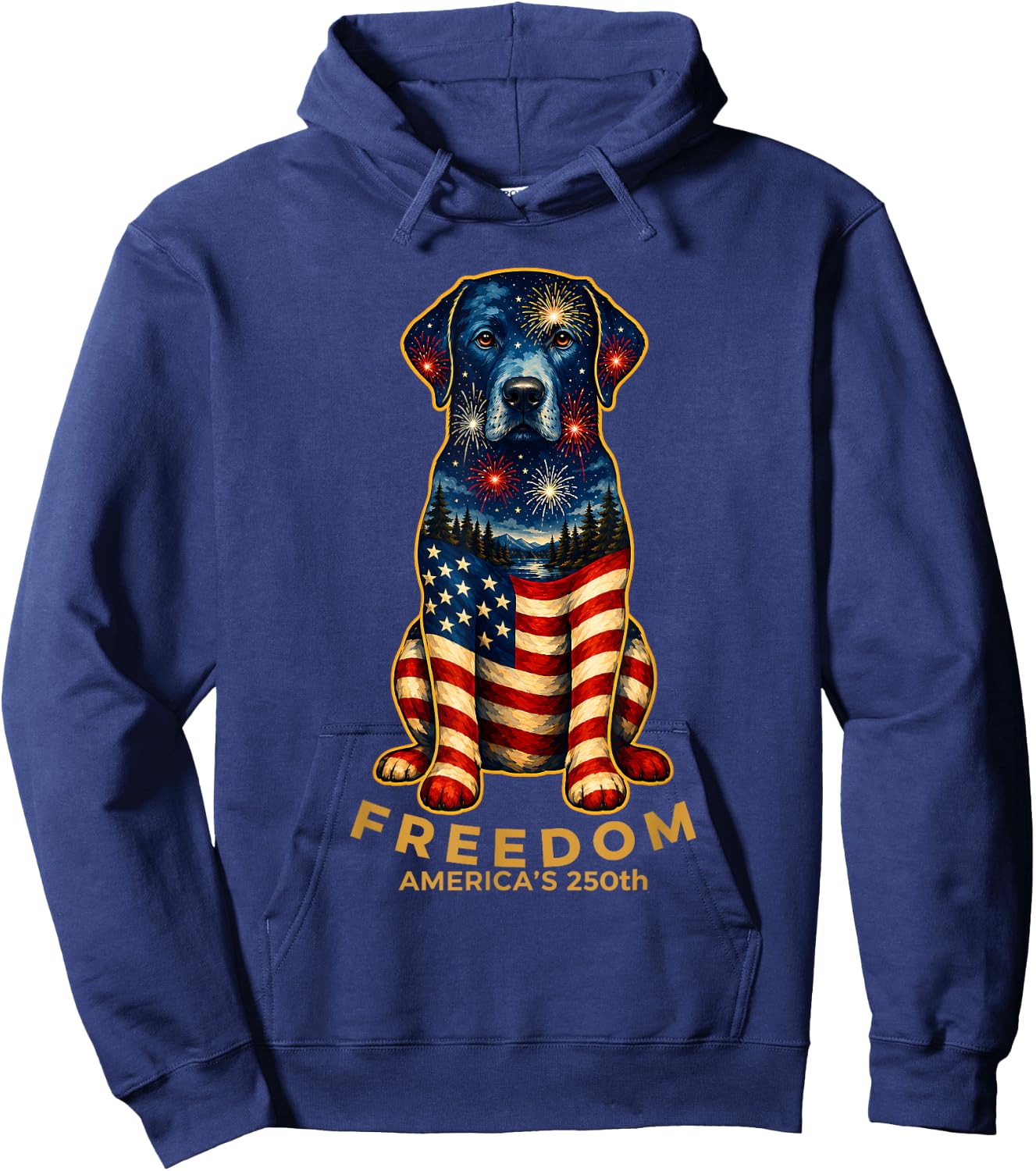 Freedom America's 250th Labrador Retriever US Flag 2026 Hoodie - Hoodie | Navy