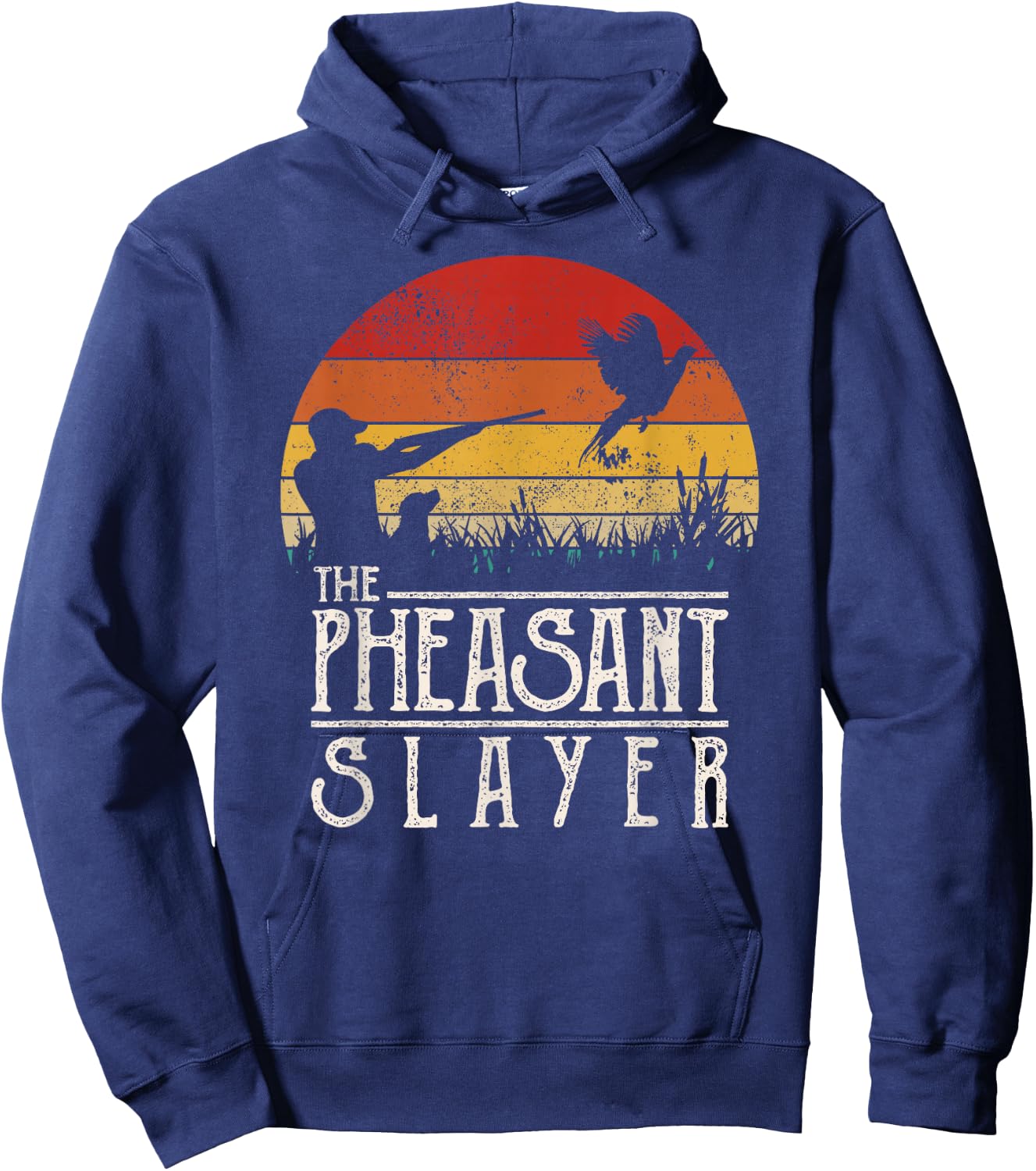 Vintage Sunset Retro Style Pheasant Hunting Pheasant Slayer Hoodie - Hoodie | Navy