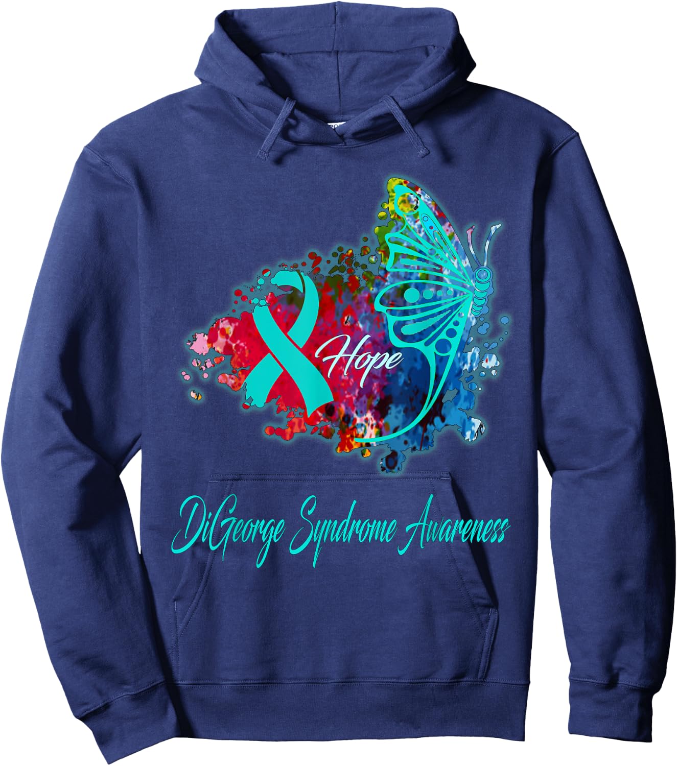 DiGeorge Syndrome Awareness Designs DiGeorge Syndrome Awareness - -Adults, Black, Small Hoodie - Hoodie | Navy