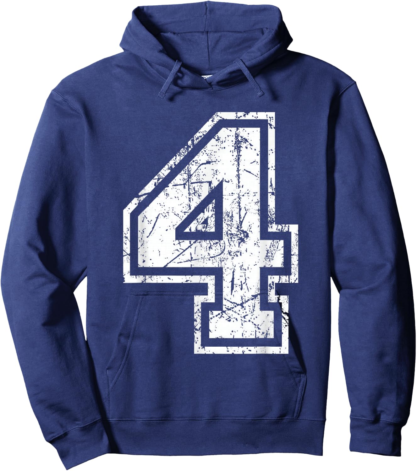 Sports Jersey Grunge Number 4 Fan Team Player Birthday Hoodie - Hoodie | Navy