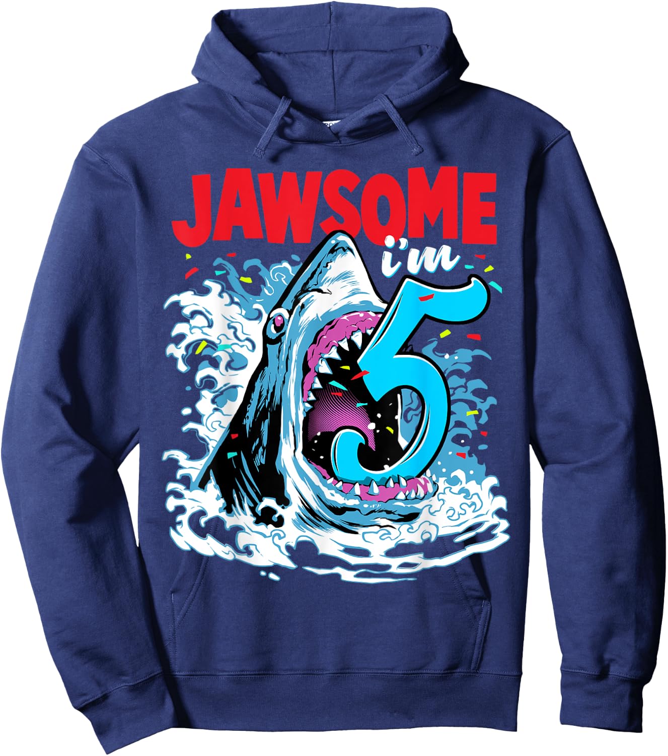 Kids 5th Birthday Shark 5 | Jawsome Five Year Old Bday Gift Hoodie - Hoodie | Navy
