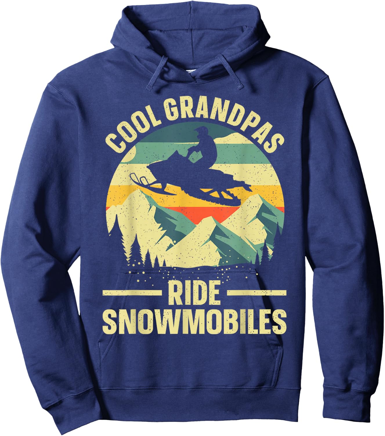 Cool Snowmobile Art Grandpa Snowmobiling Snowmobile Hoodie - Hoodie | Navy
