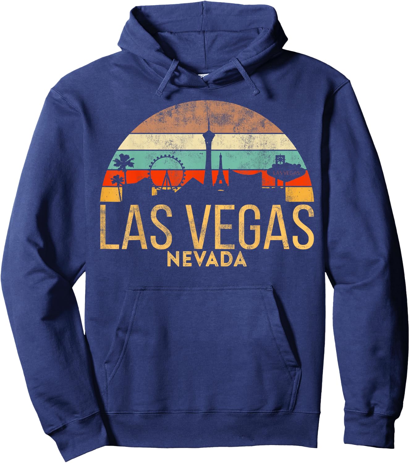 Vintage LAS Vegas Souvenir Holiday Gift Nevada City Hoodie - Hoodie | Navy