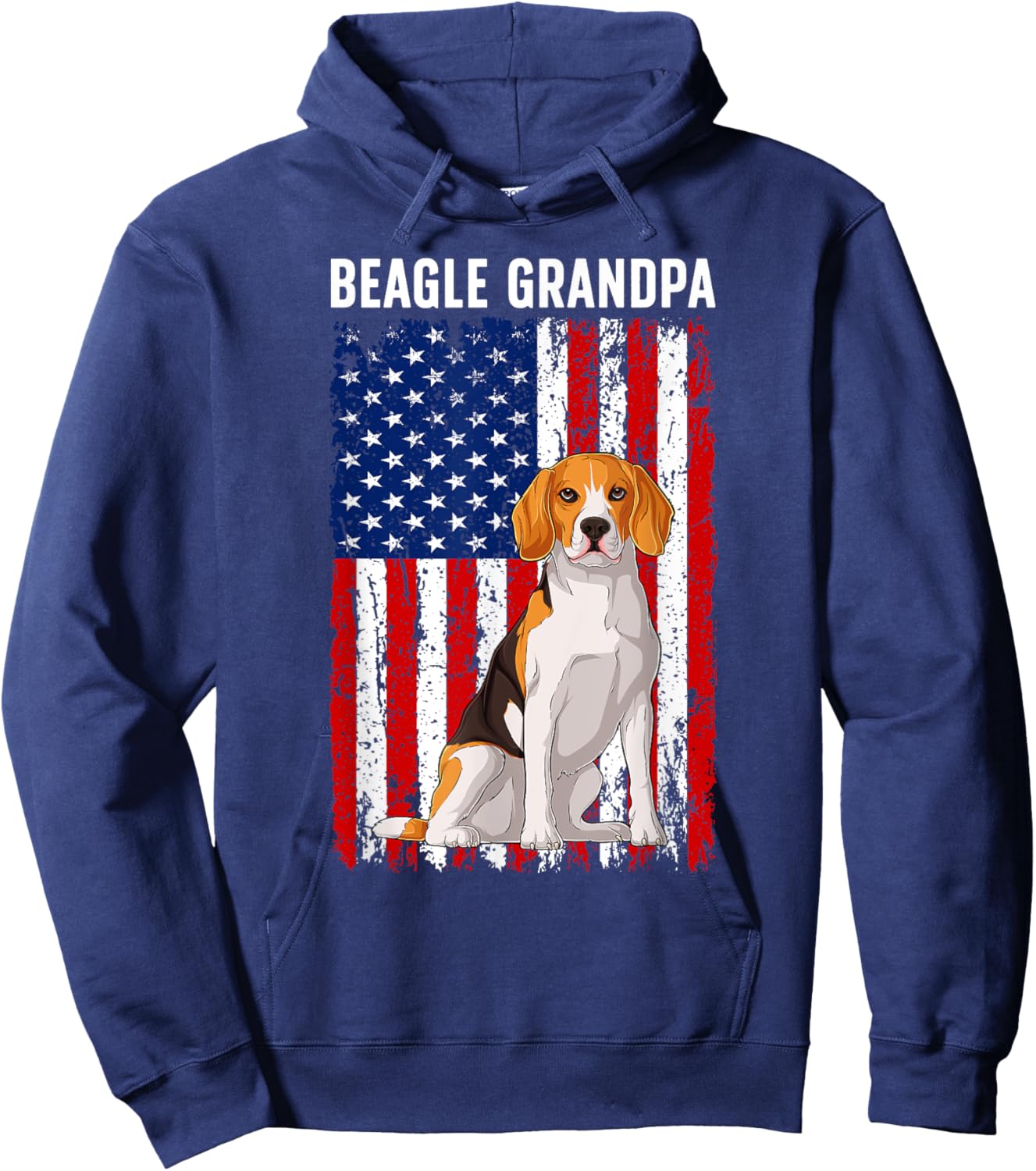 Beagle Grandpa Of A Beagle Grandfather US Flag Hoodie - Hoodie | Navy