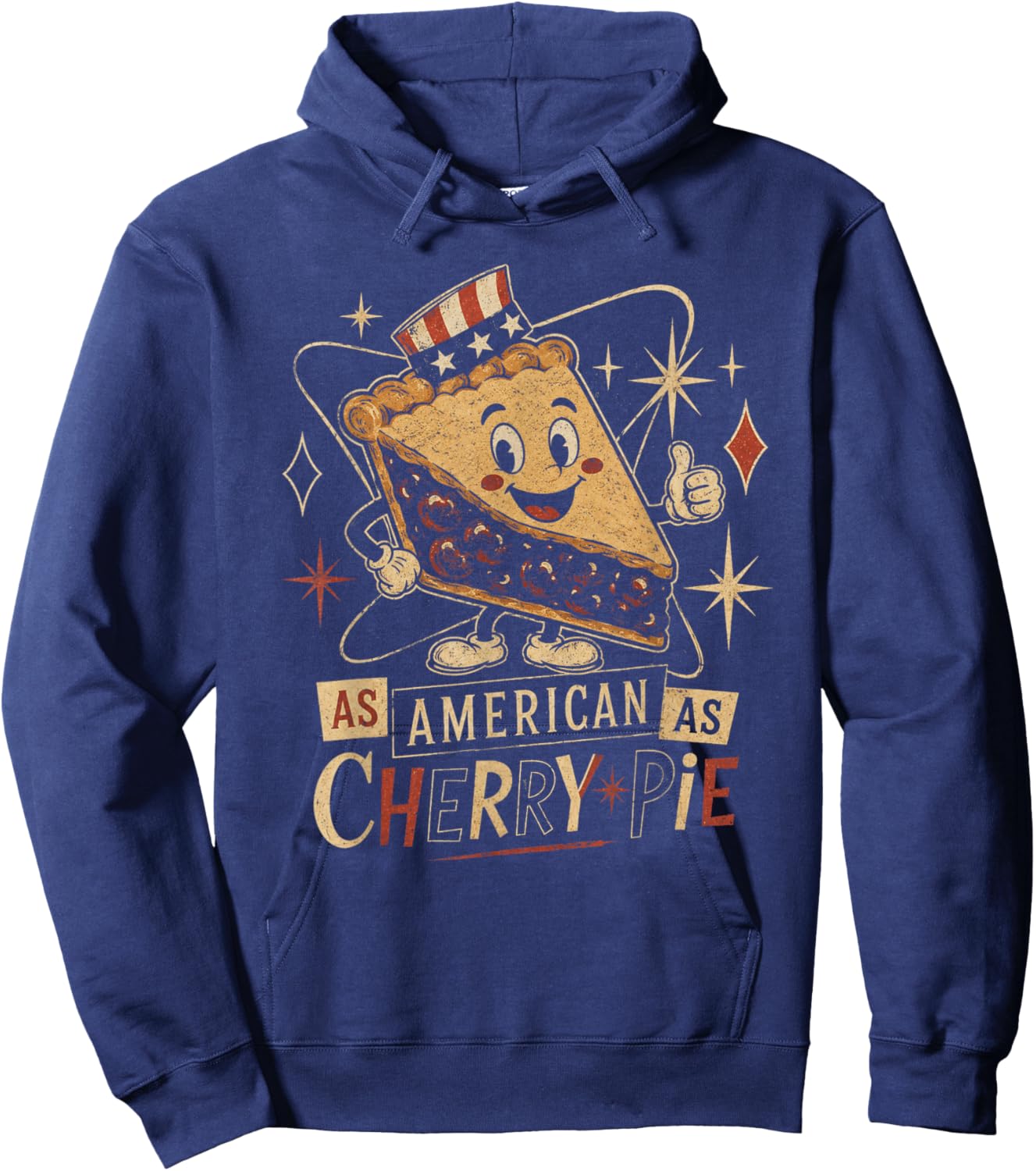 Vintage Retro Cherry Pie As American As Patriotic Hoodie - Hoodie | Navy