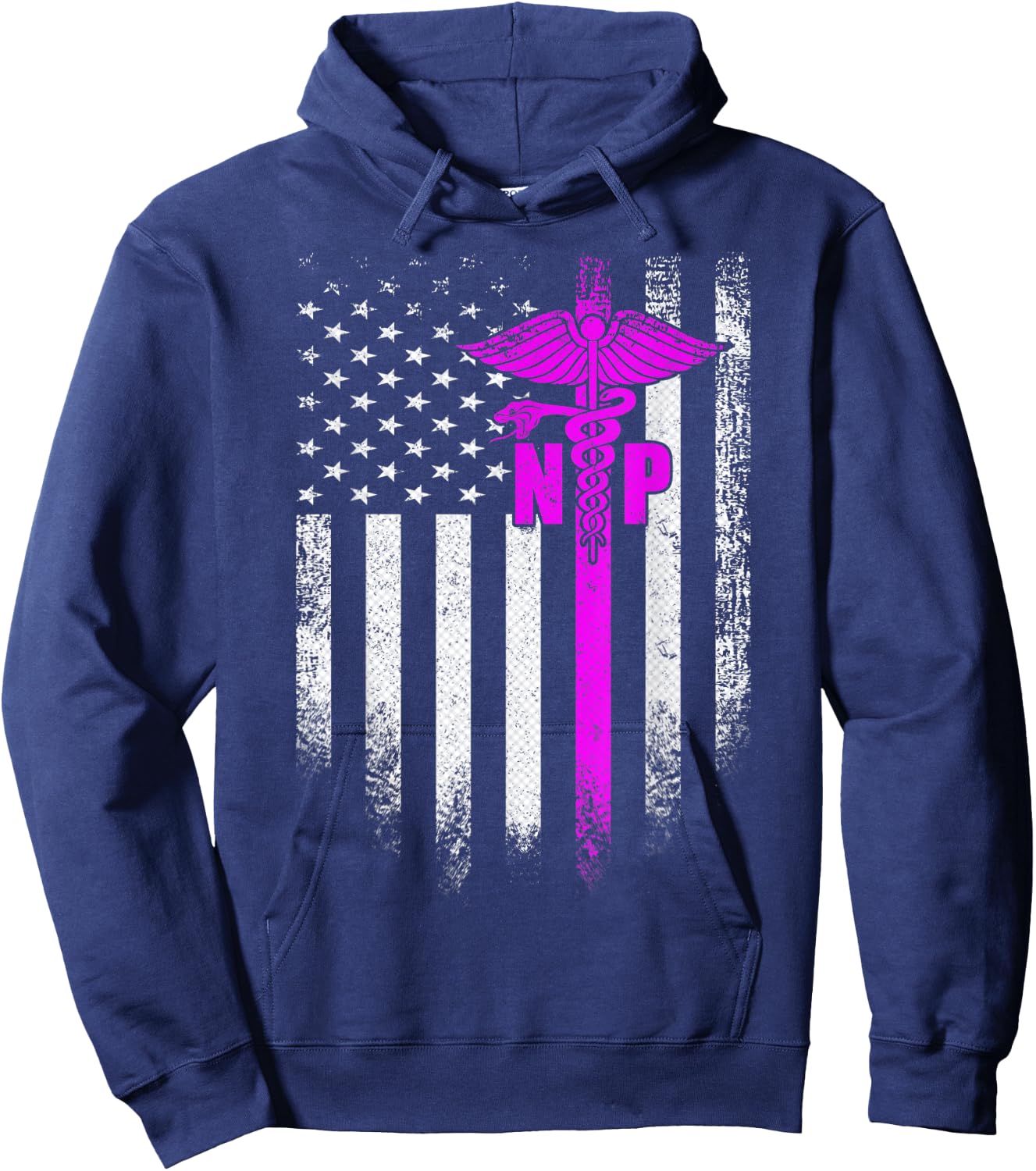 Vintage USA NP Nurse Practitioner American Flag Patriotic Hoodie - Hoodie | Navy