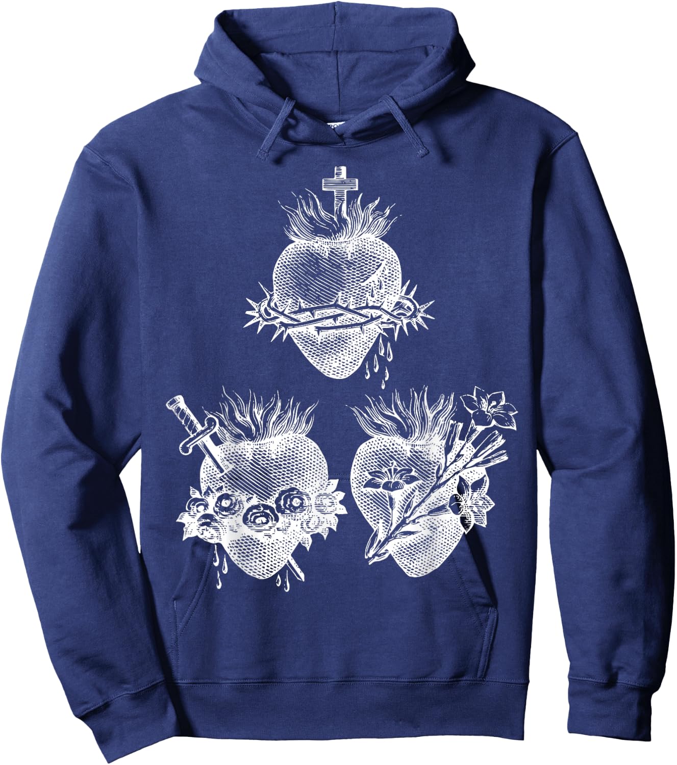 Sacred Heart of Jesus and Immaculate Heart of Mary Joseph 3W Hoodie - Hoodie | Navy