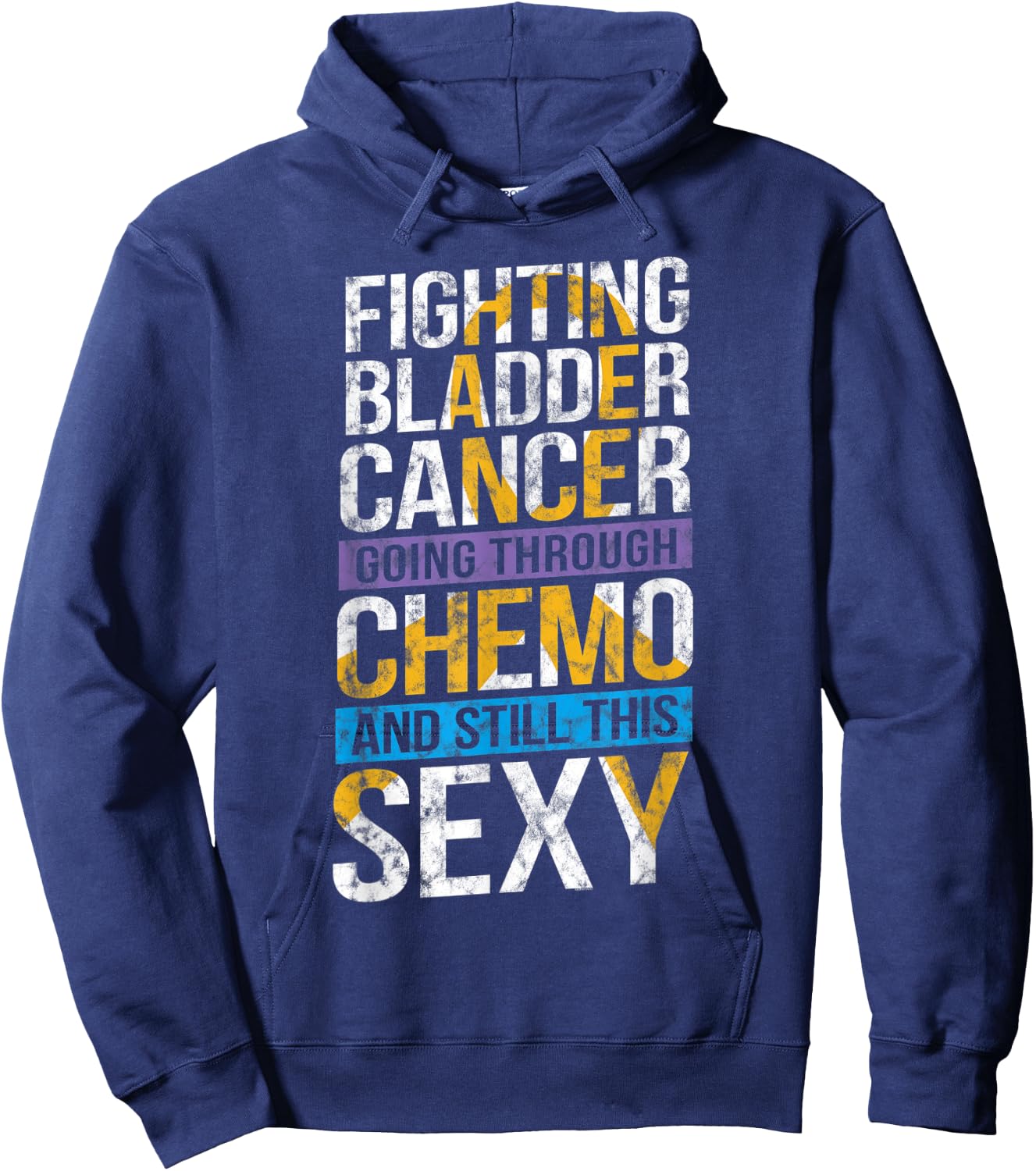 Funny Bladder Cancer Meme T Shirt | Distressed Design Hoodie - Hoodie | Navy